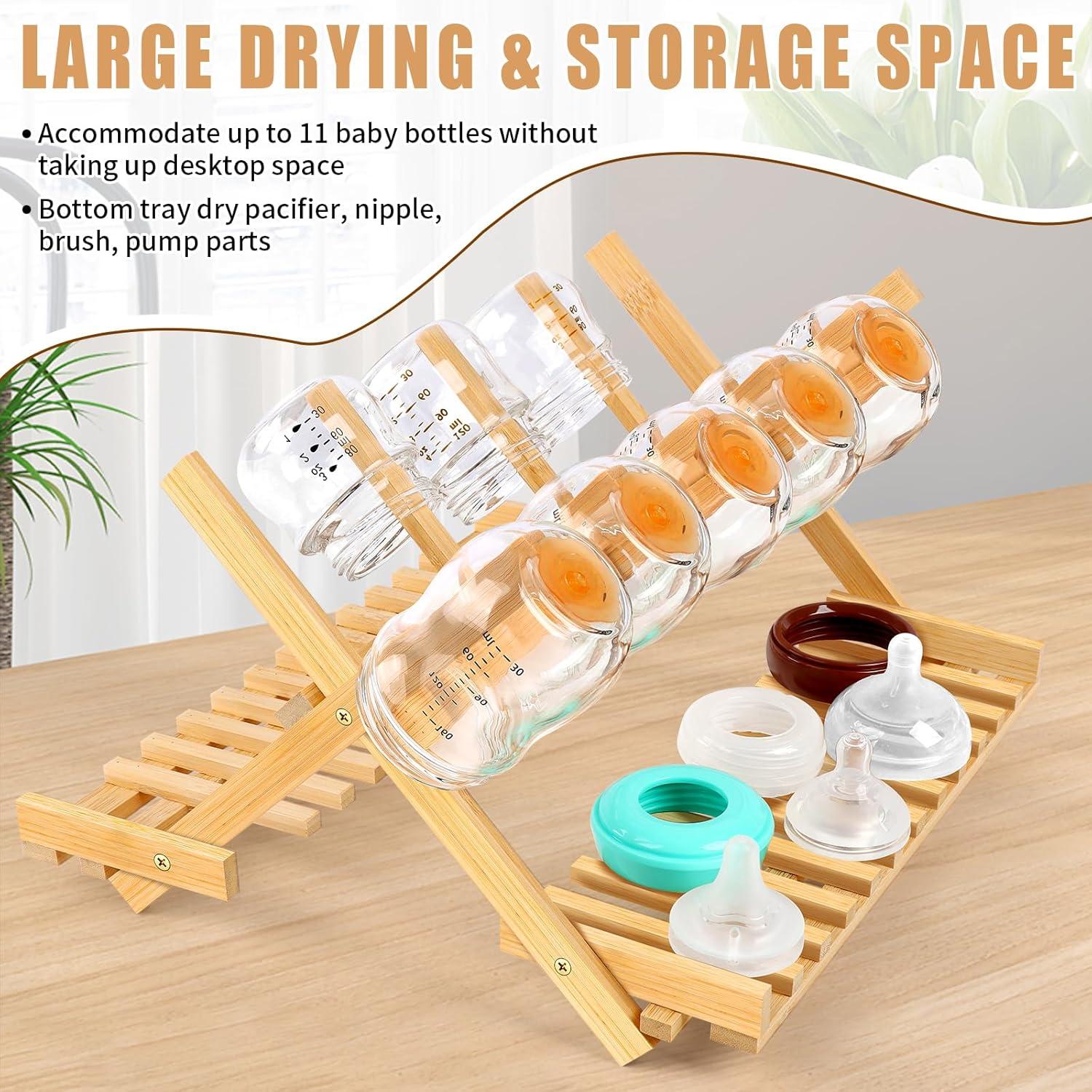 Secador de Botellas para Bebés MJZ de Bambú Plegable 36.5x30.5cm