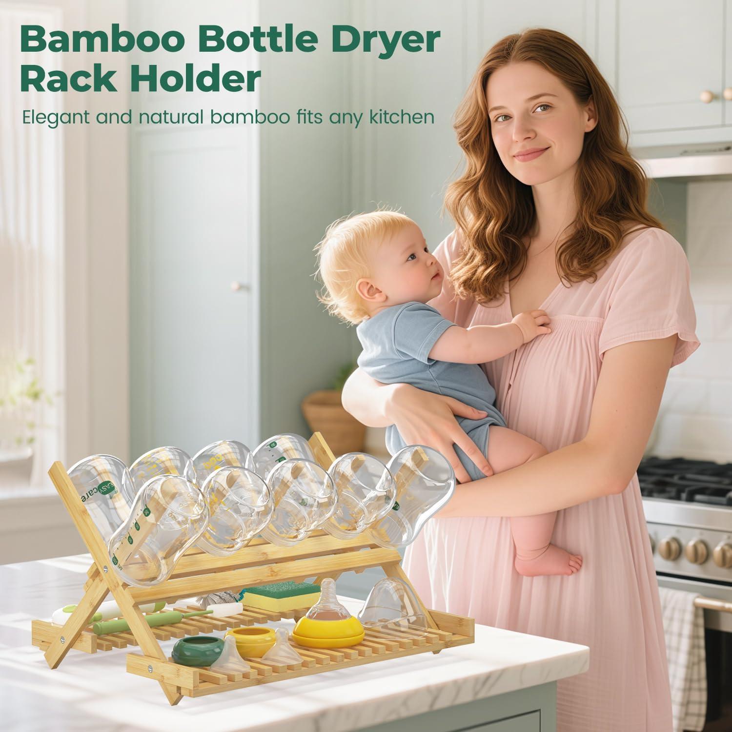 Soporte para Secado de Biberones EsLuker.ly de Bambú Plegable