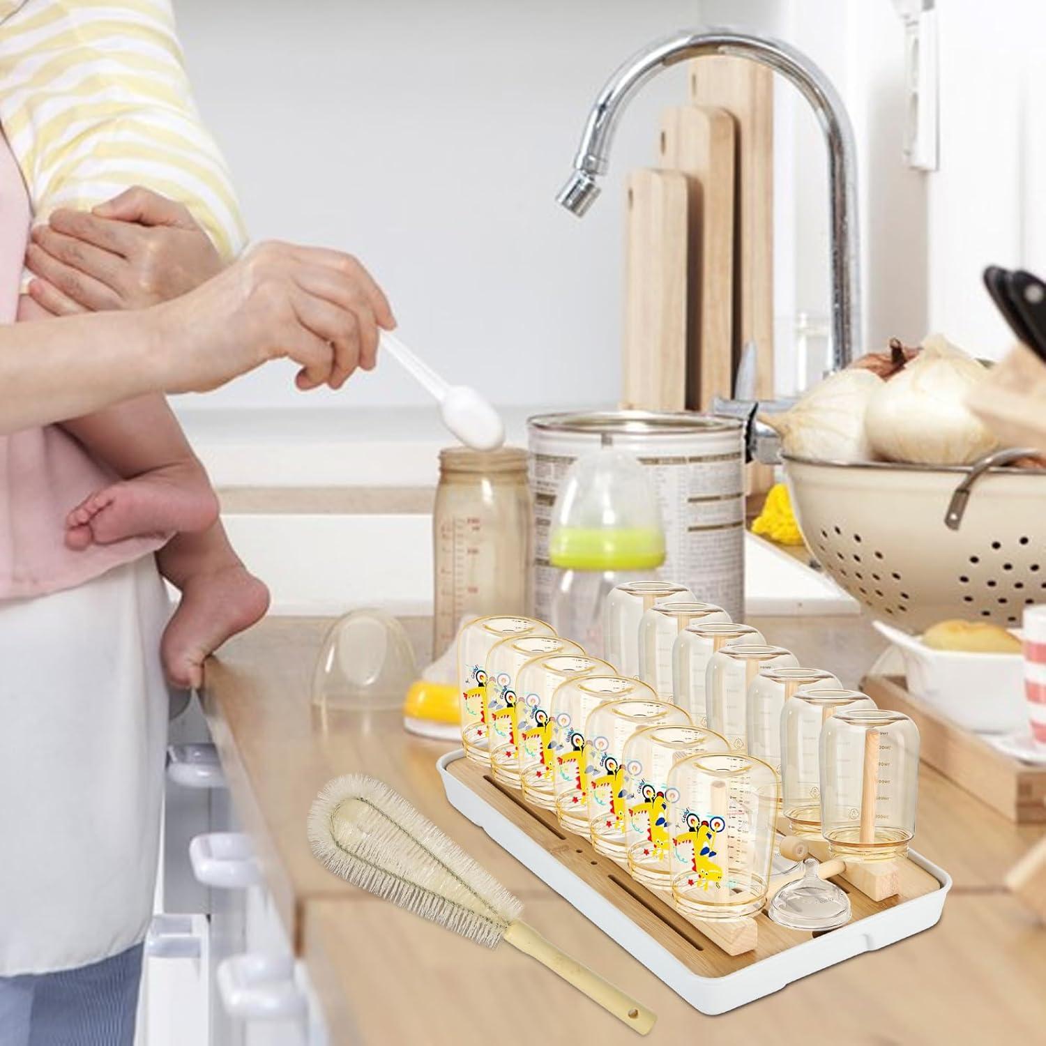 Organizador de Secado de Biberones Sibosen de Bambú Plegable