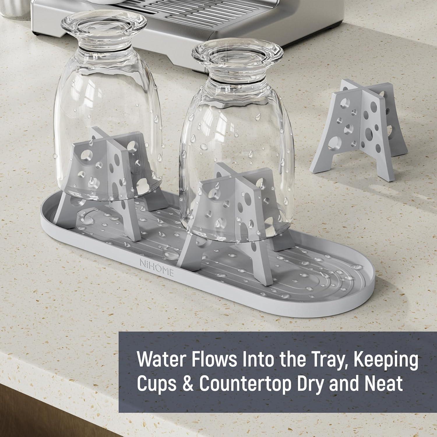 Conjunto 3 Soportes Secar Botellas Silicona NiHome Gris