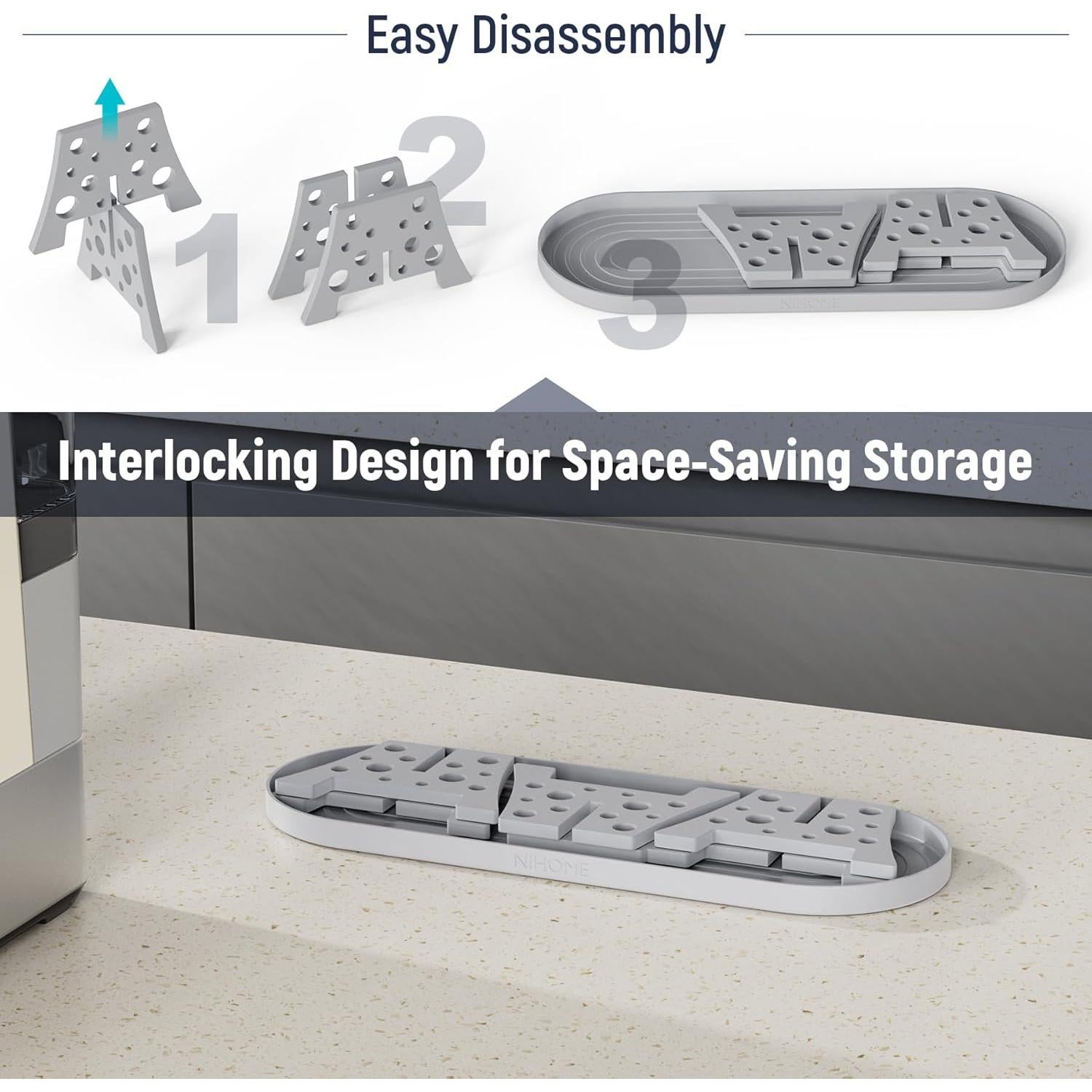 Conjunto 3 Soportes Secar Botellas Silicona NiHome Gris