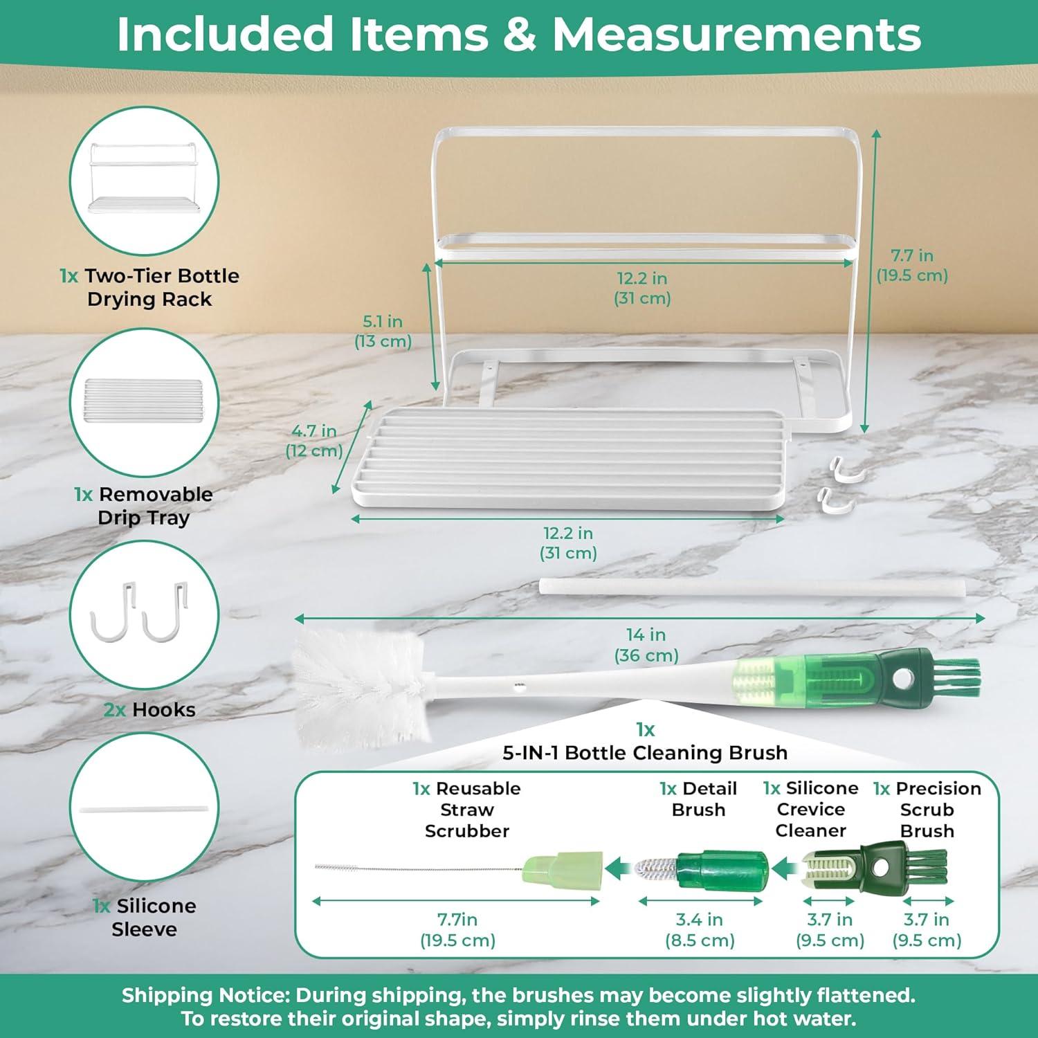 Soporte para Secado de Botellas WAKUBON - 2 Niveles, Acero, Blanco