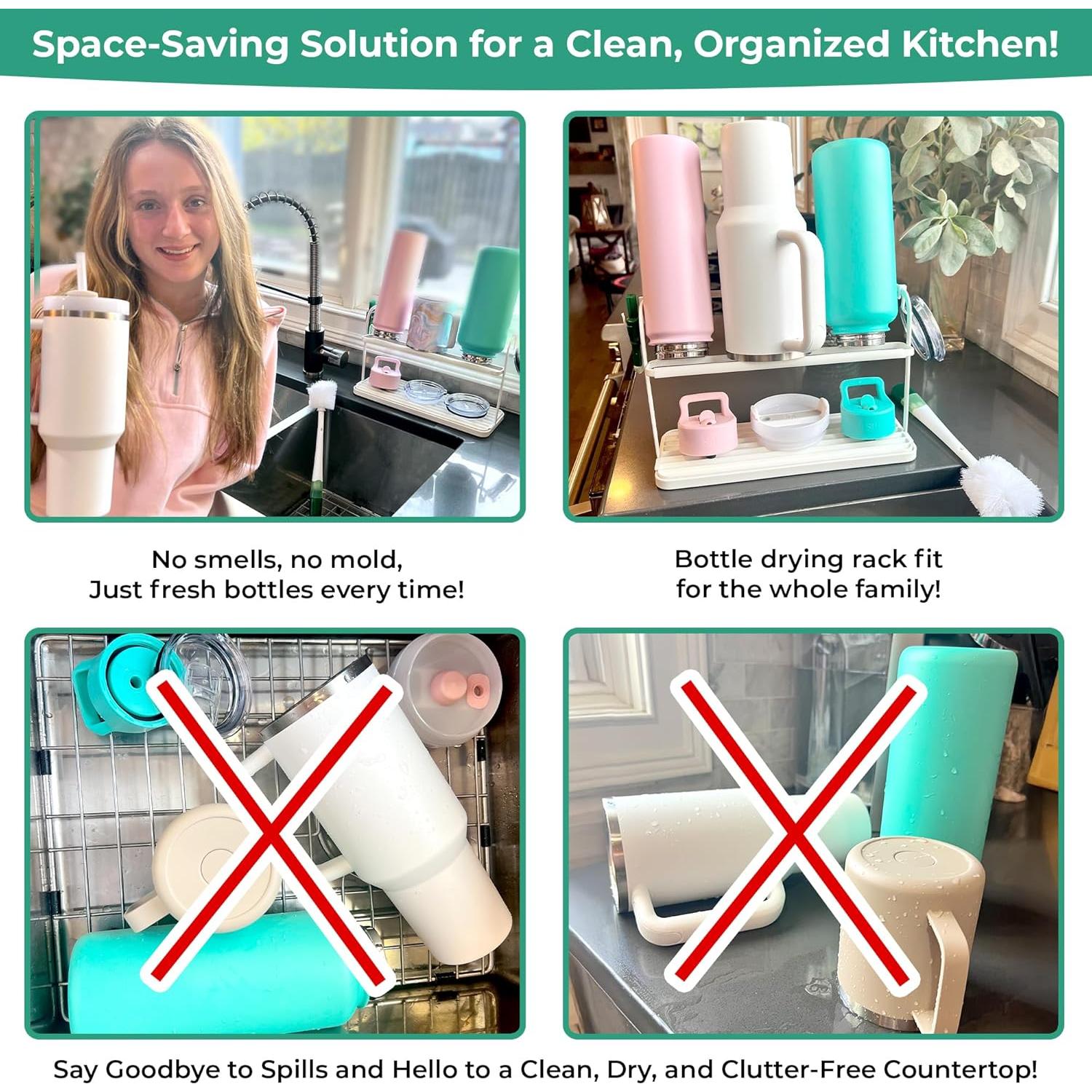 Soporte para Secado de Botellas WAKUBON - 2 Niveles, Acero, Blanco