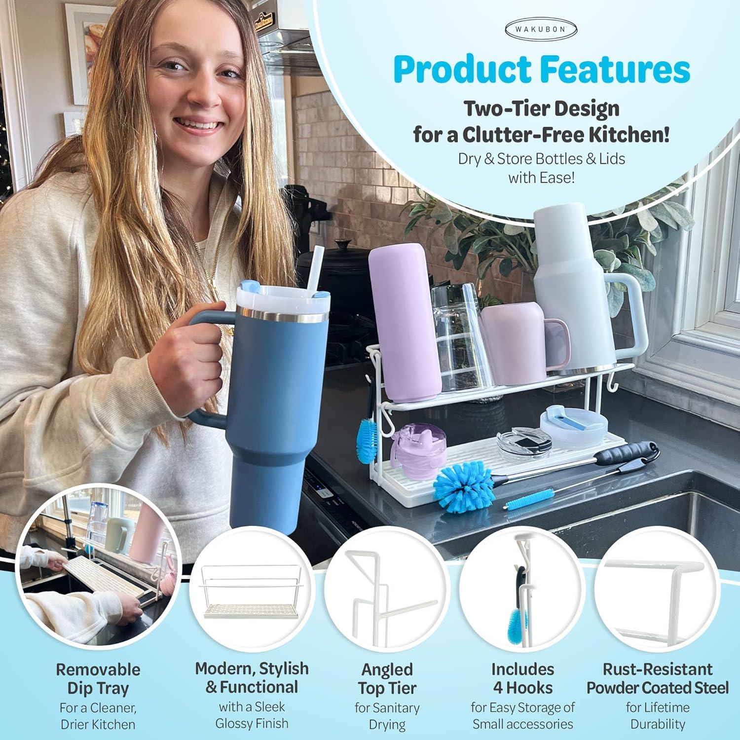 Soporte para Secado de Botellas WAKUBON - Acero Blanco 2 Niveles