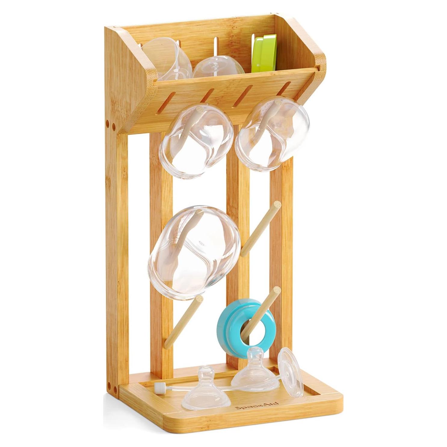 Soporte de Secado de Biberones SpaceAid de Bambú Natural para 6 Biberones