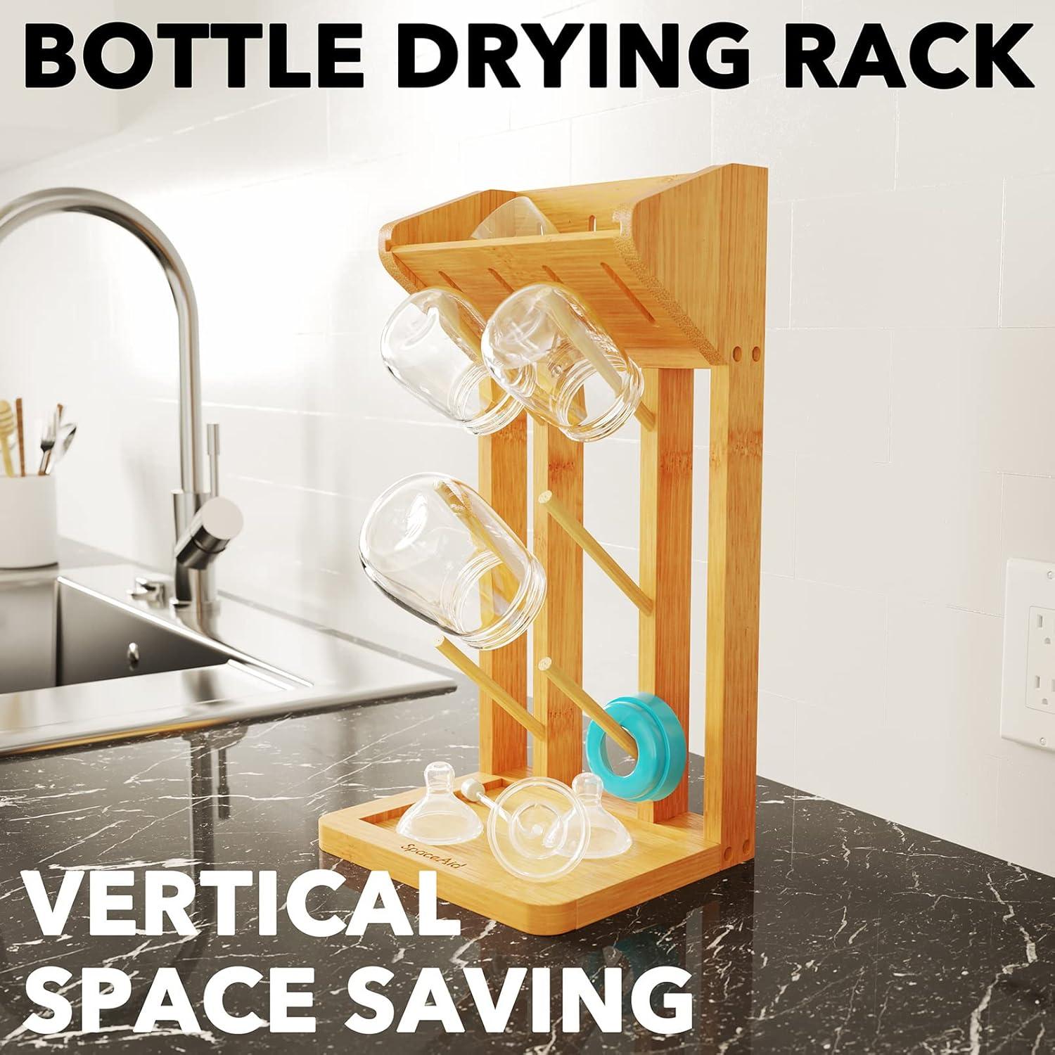 Soporte de Secado de Biberones SpaceAid de Bambú Natural para 6 Biberones