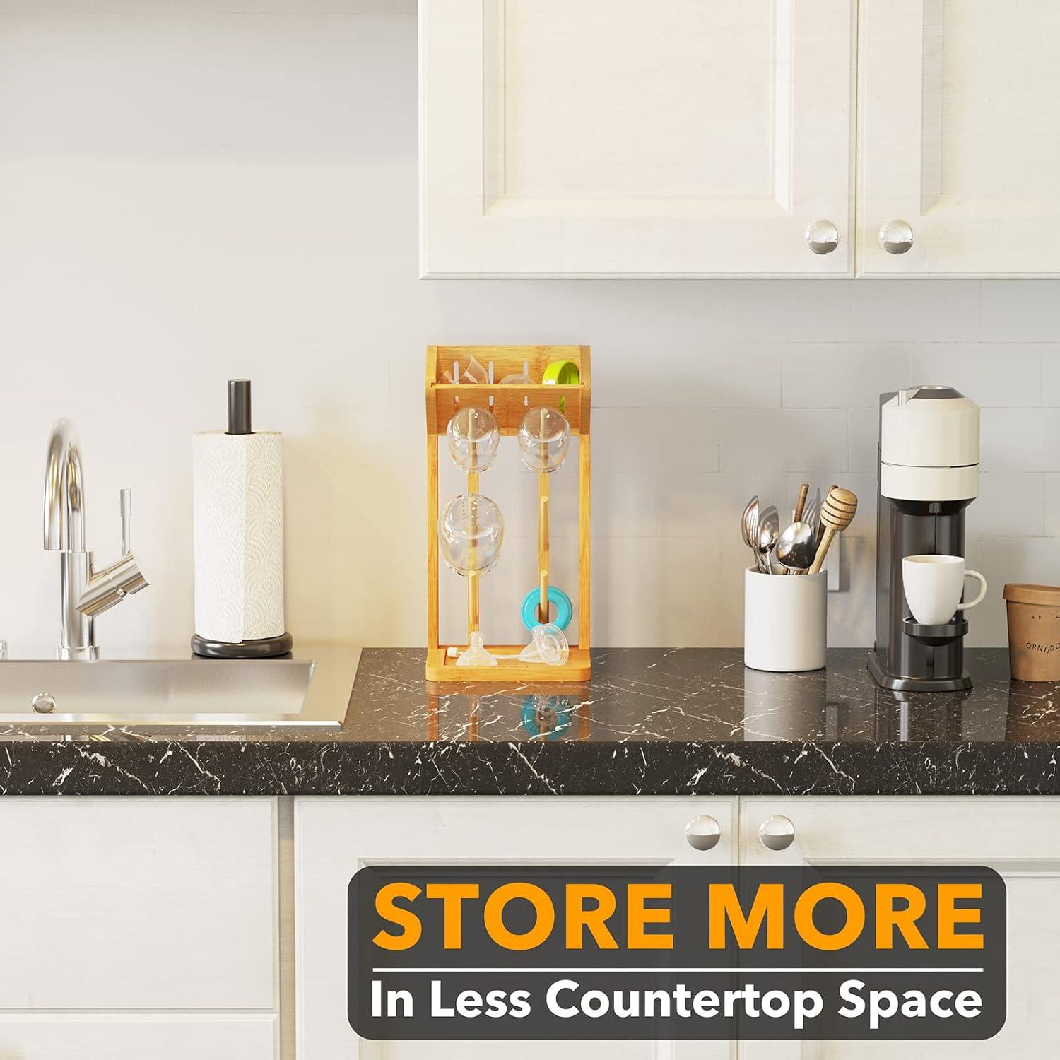 Soporte de Secado de Biberones SpaceAid de Bambú Natural para 6 Biberones