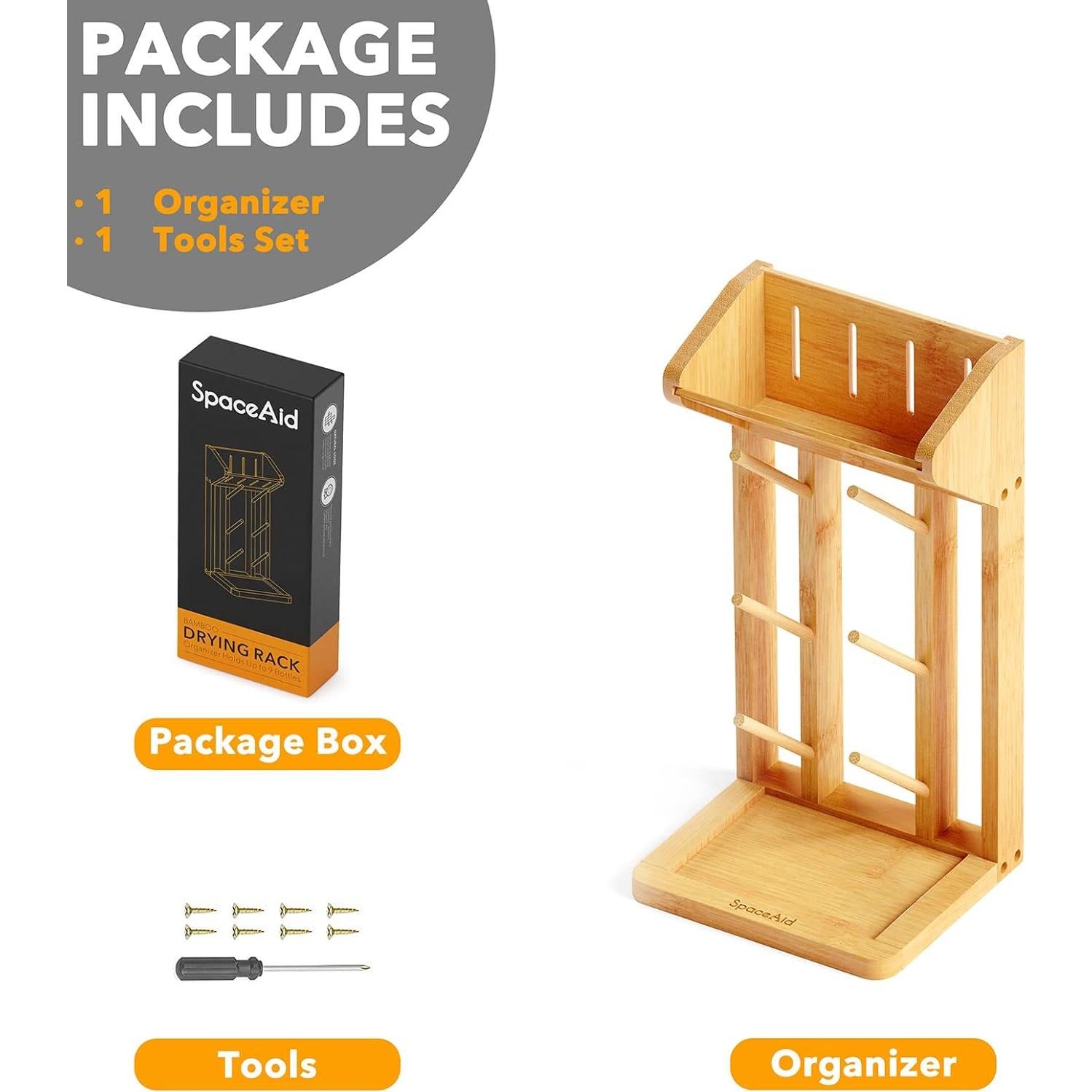 Soporte de Secado de Biberones SpaceAid de Bambú Natural para 6 Biberones