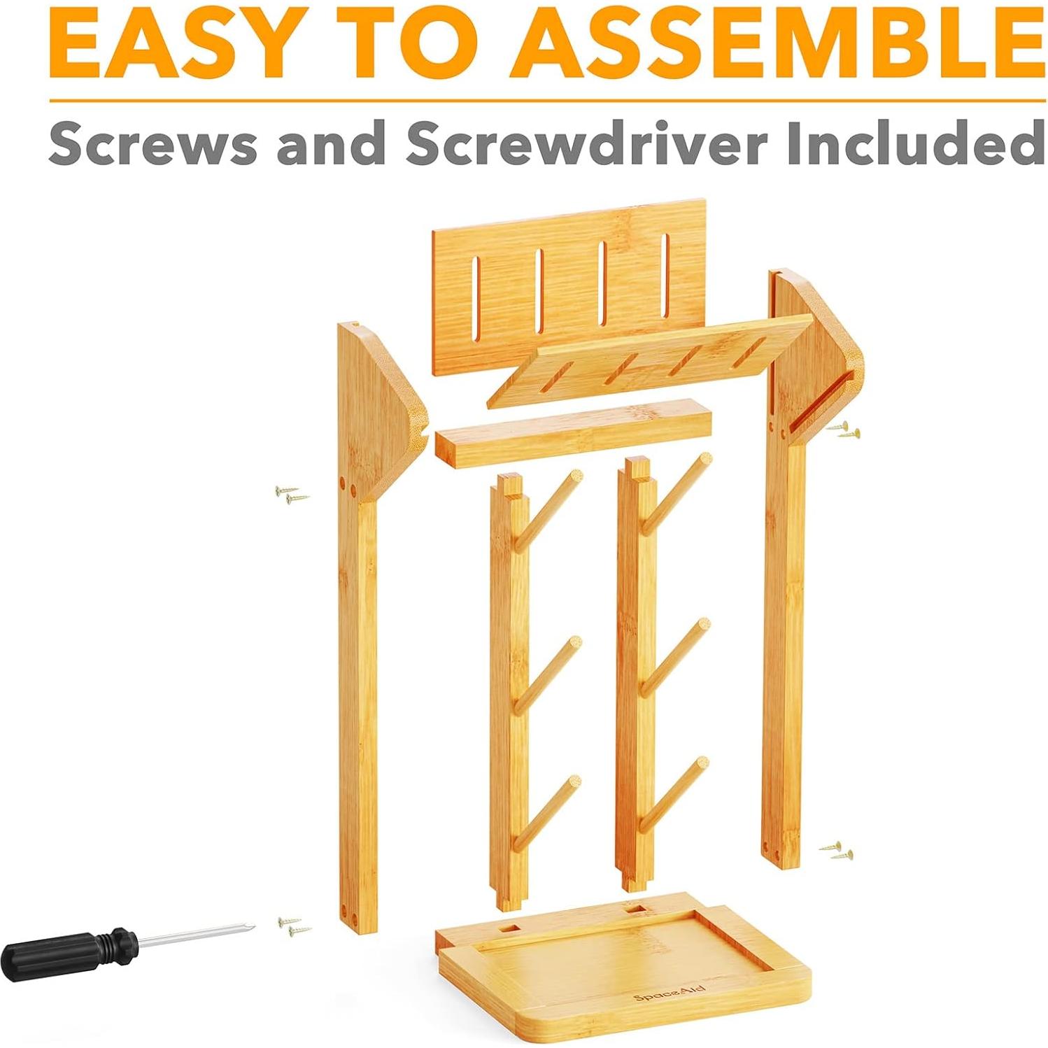 Soporte de Secado de Biberones SpaceAid de Bambú Natural para 6 Biberones