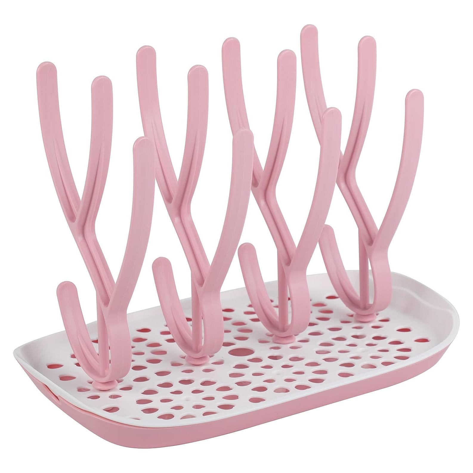 Soporte para Secar Biberones ToeZee Rosa - Ahorra Espacio, 12 Biberones