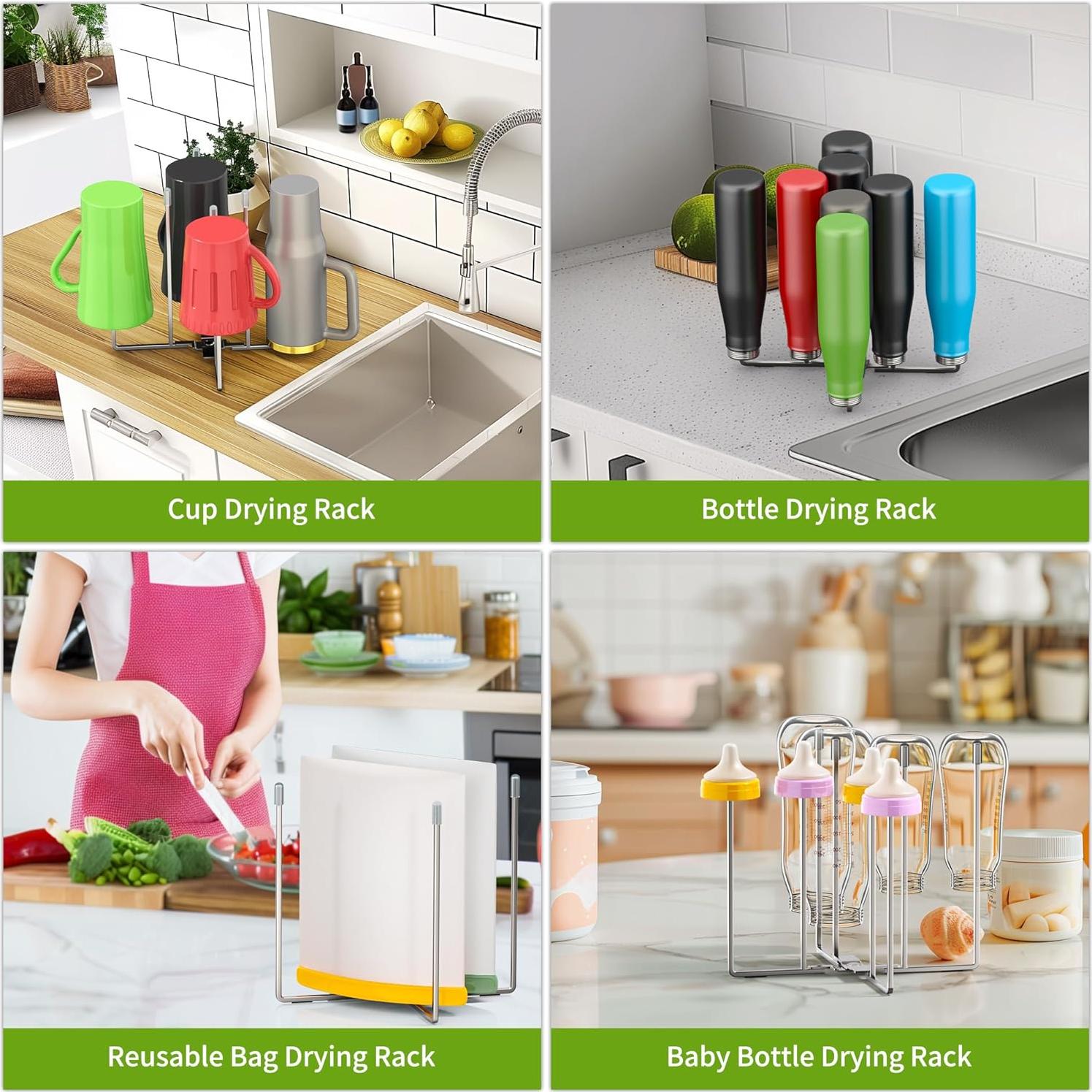 Soporte de Secado de Botellas Plegable LAEMYFYRE Acero Inoxidable