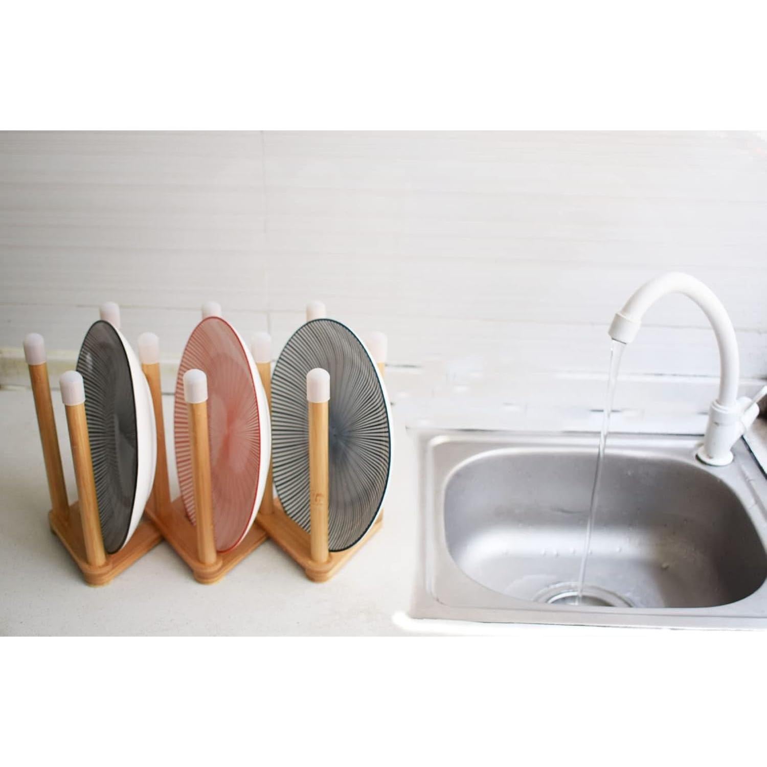 Soporte de Secado Retráctil de Bambú Cyauatt para Botellas y Tazas