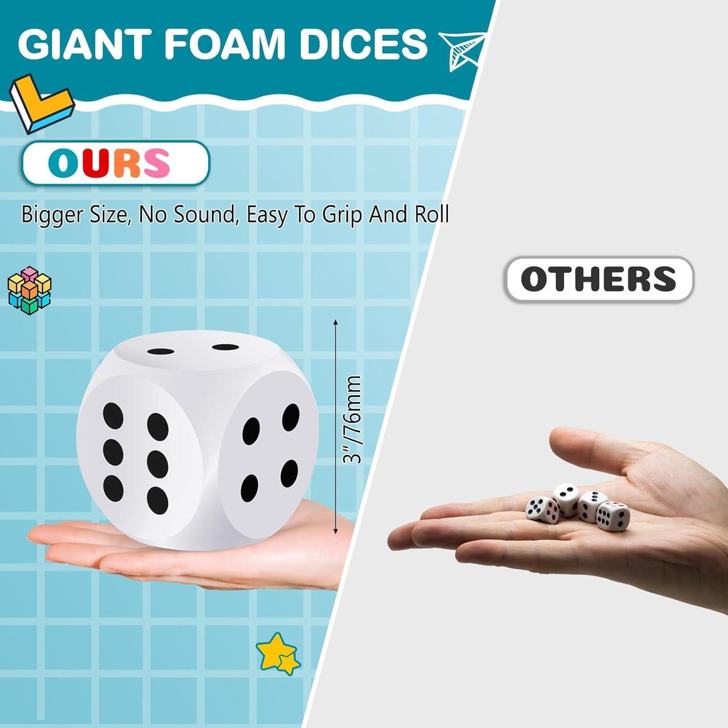 Dados de Espuma Shappy 7.6 cm Blancos para Juegos Educativos