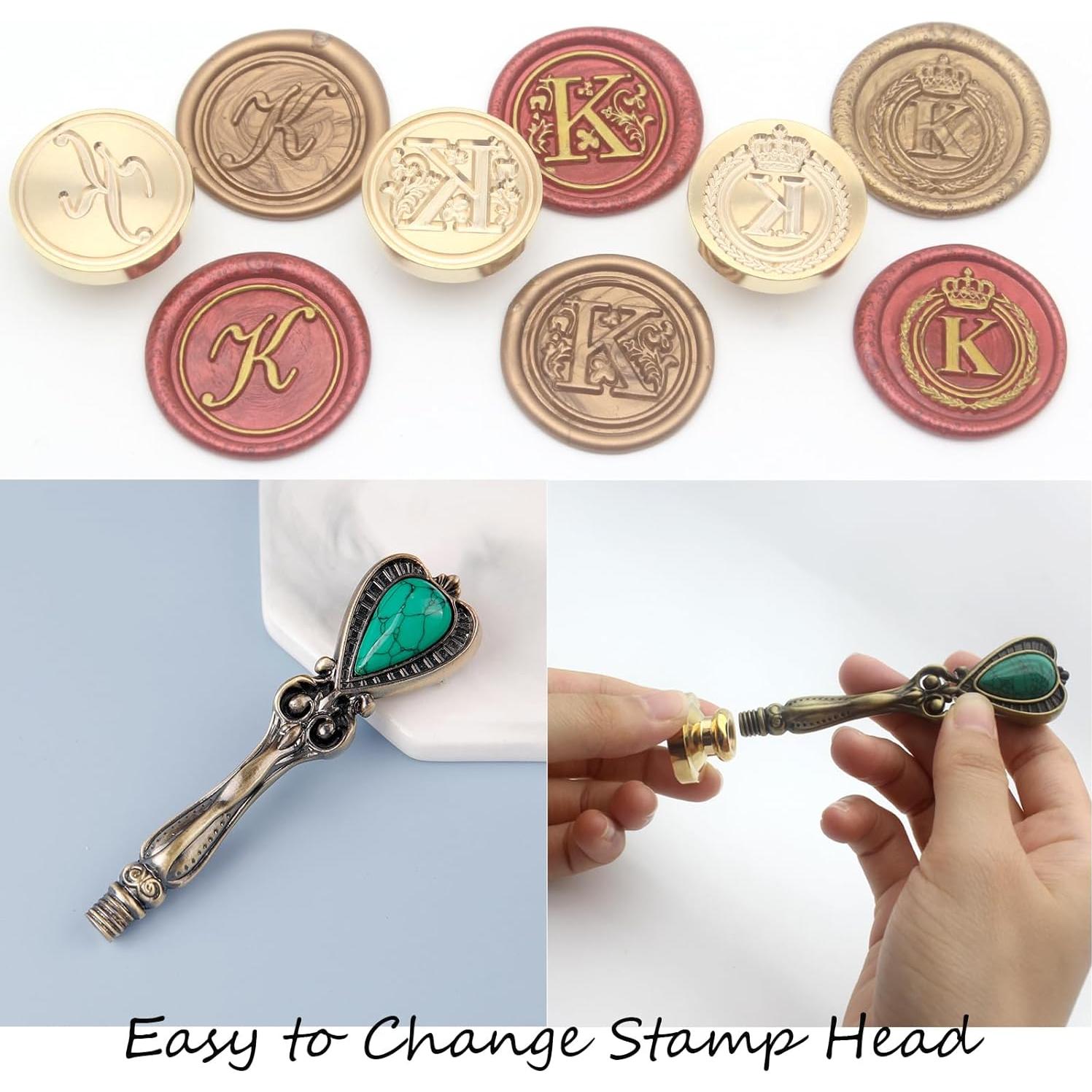 Kit de Sello de Cera Andotopee con 3 Cabezas y Caja Vintage