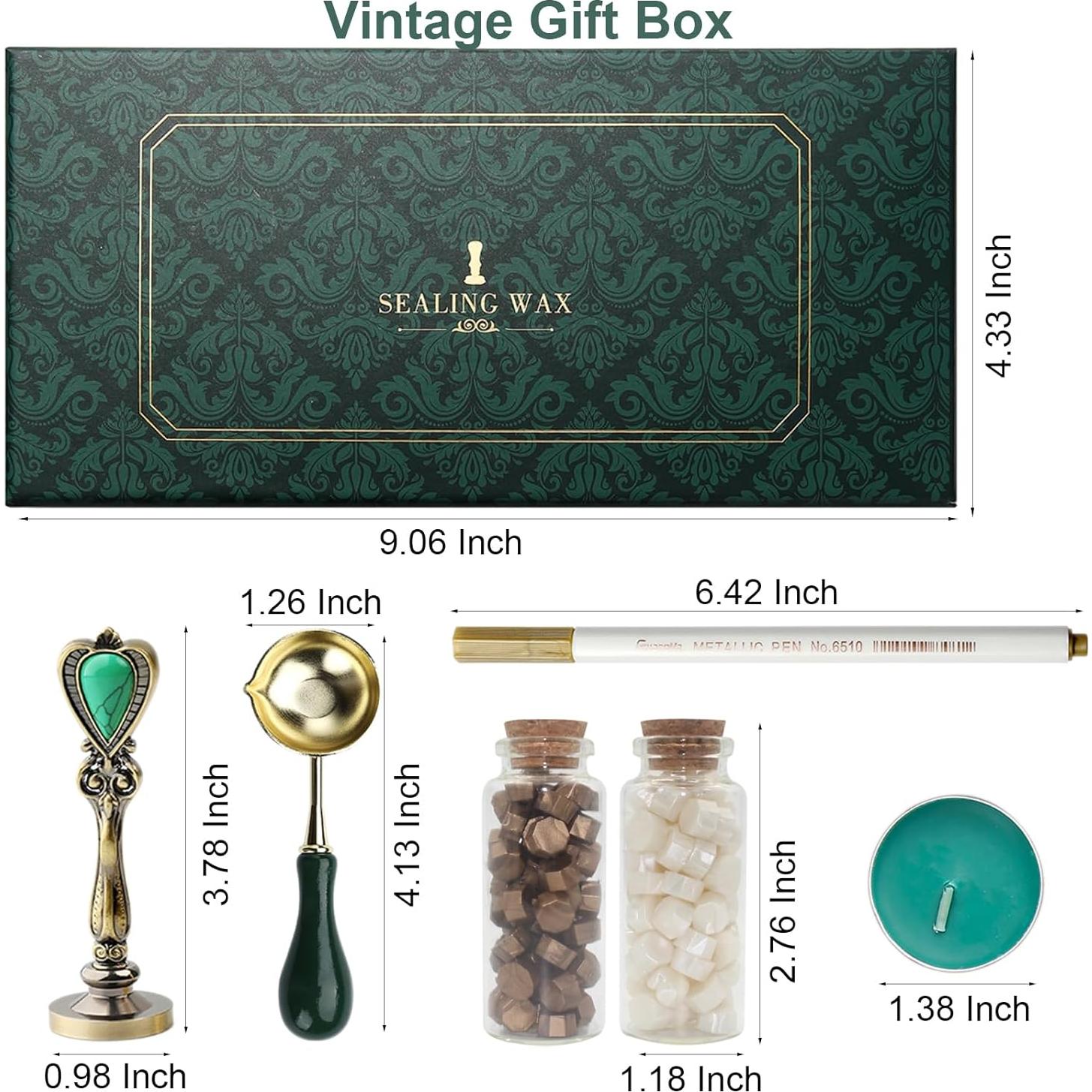 Kit de Sello de Cera Andotopee con 3 Cabezas y Caja Vintage