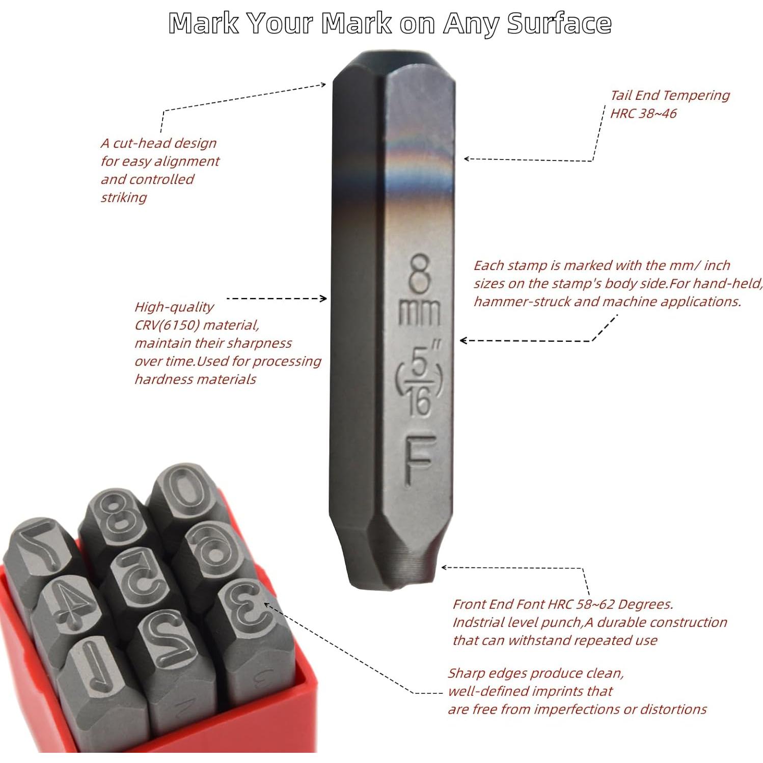Juego de 36 Piezas Sello Acero WOKESI Letras y Números 2.5mm
