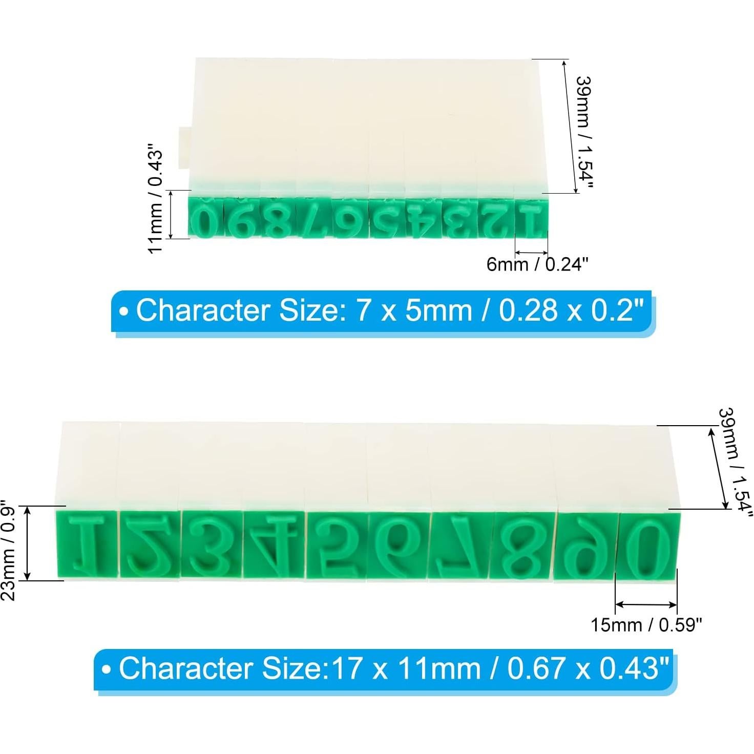 Sellos de Números PATIKIL 0-9, Tamaños 7x5mm y 17x11mm