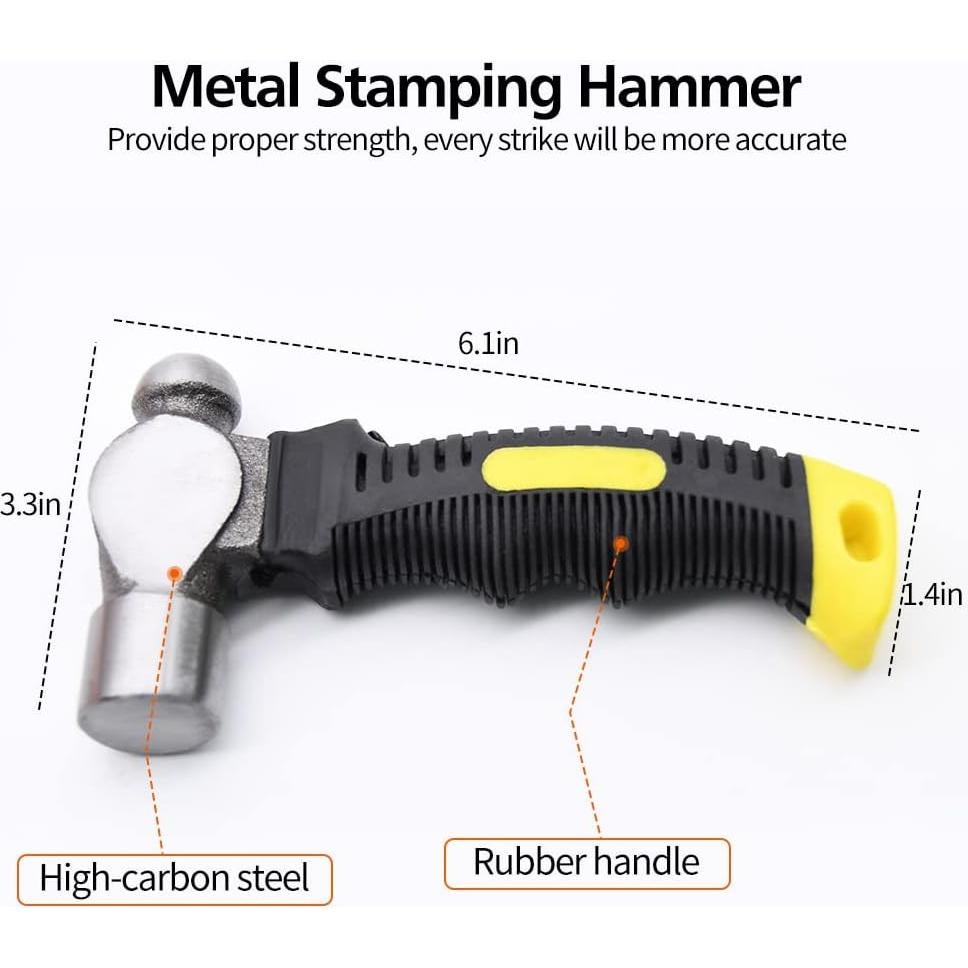 Kit de Estampado de Metal DkOvn 74 Piezas 3mm con Martillo