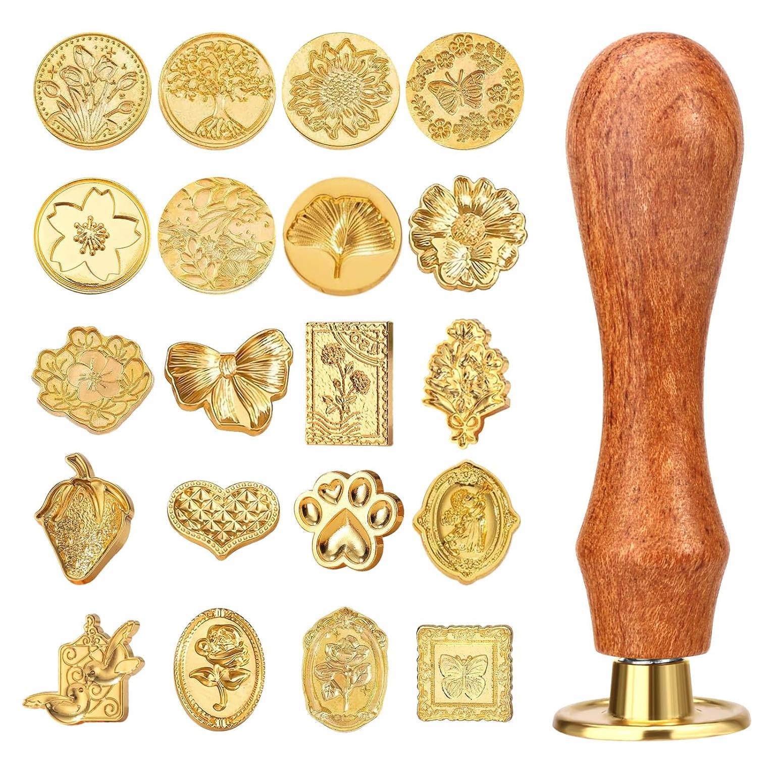 Kit de Sello de Cera Draupnir 21 Piezas Vintage con Mango de Madera