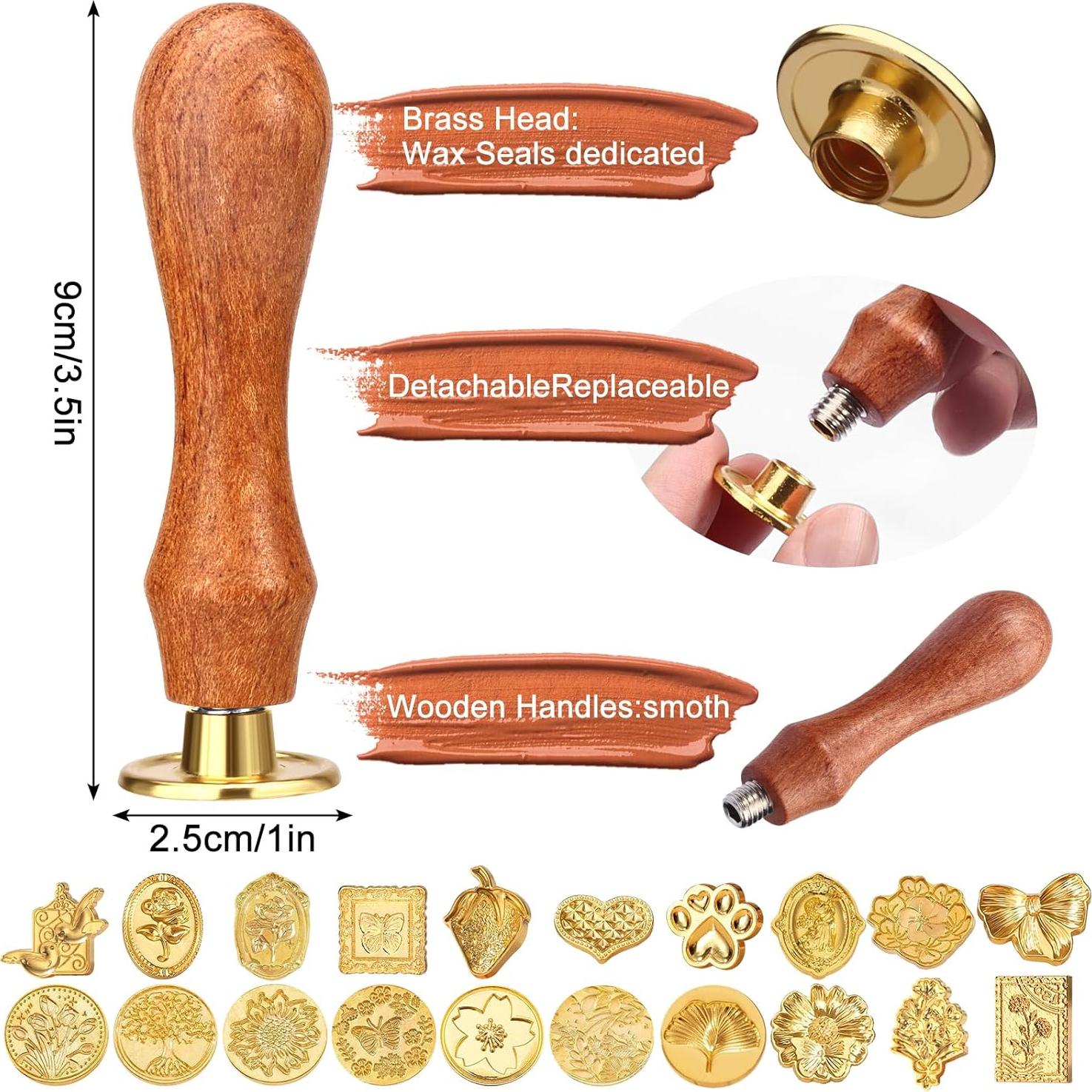 Kit de Sello de Cera Draupnir 21 Piezas Vintage con Mango de Madera