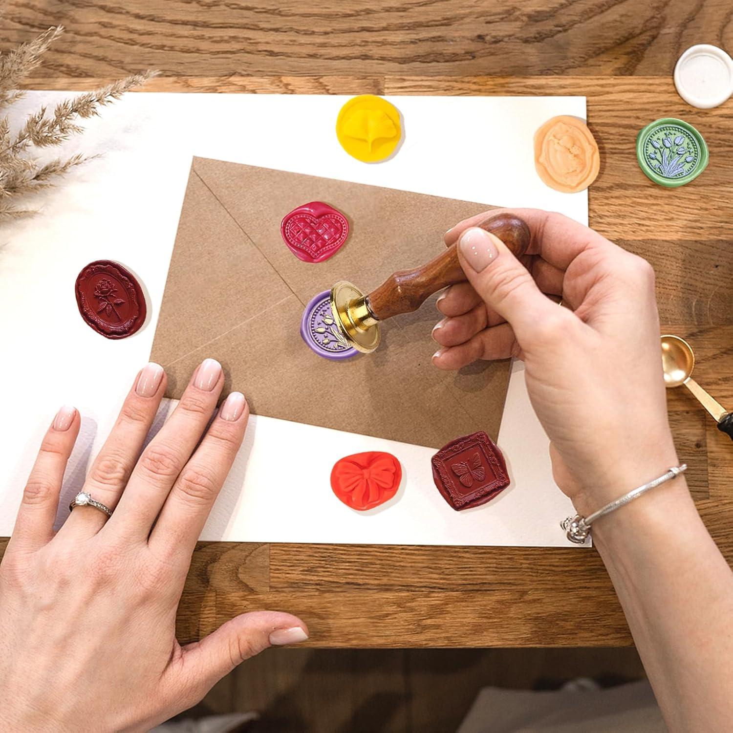 Kit de Sello de Cera Draupnir 21 Piezas Vintage con Mango de Madera