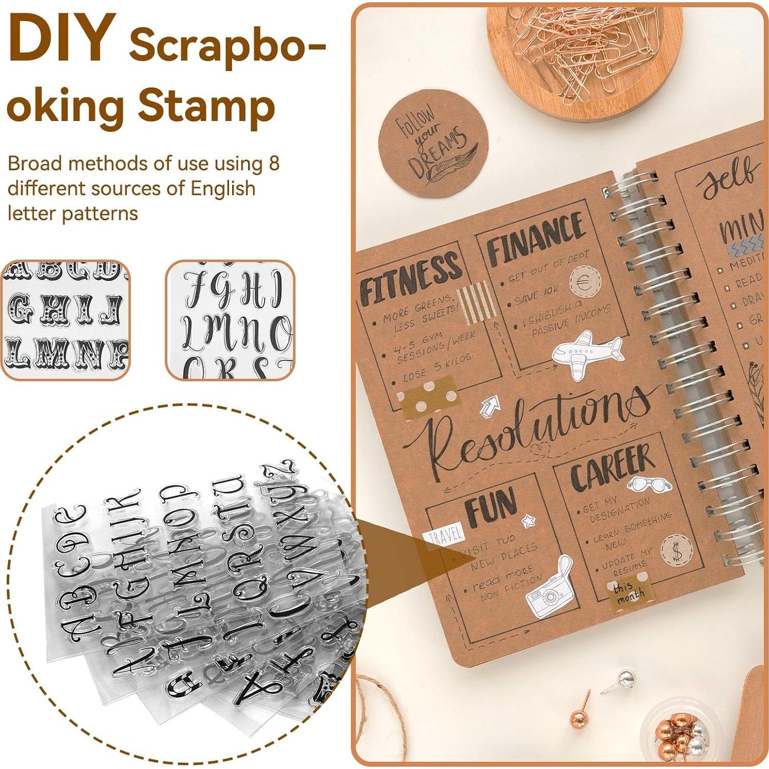 Sellos Transparentes de Letras Cyrank 8 Piezas para DIY