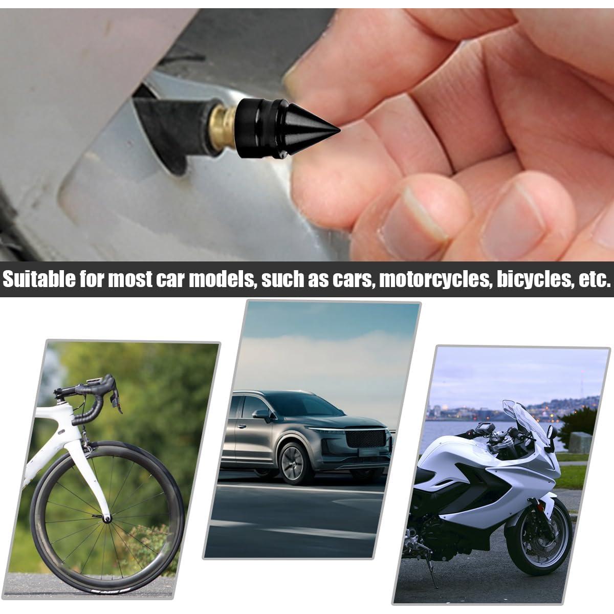 Tapas de Válvula de Neumático Osilly - Paquete de 8 Aluminio Negro