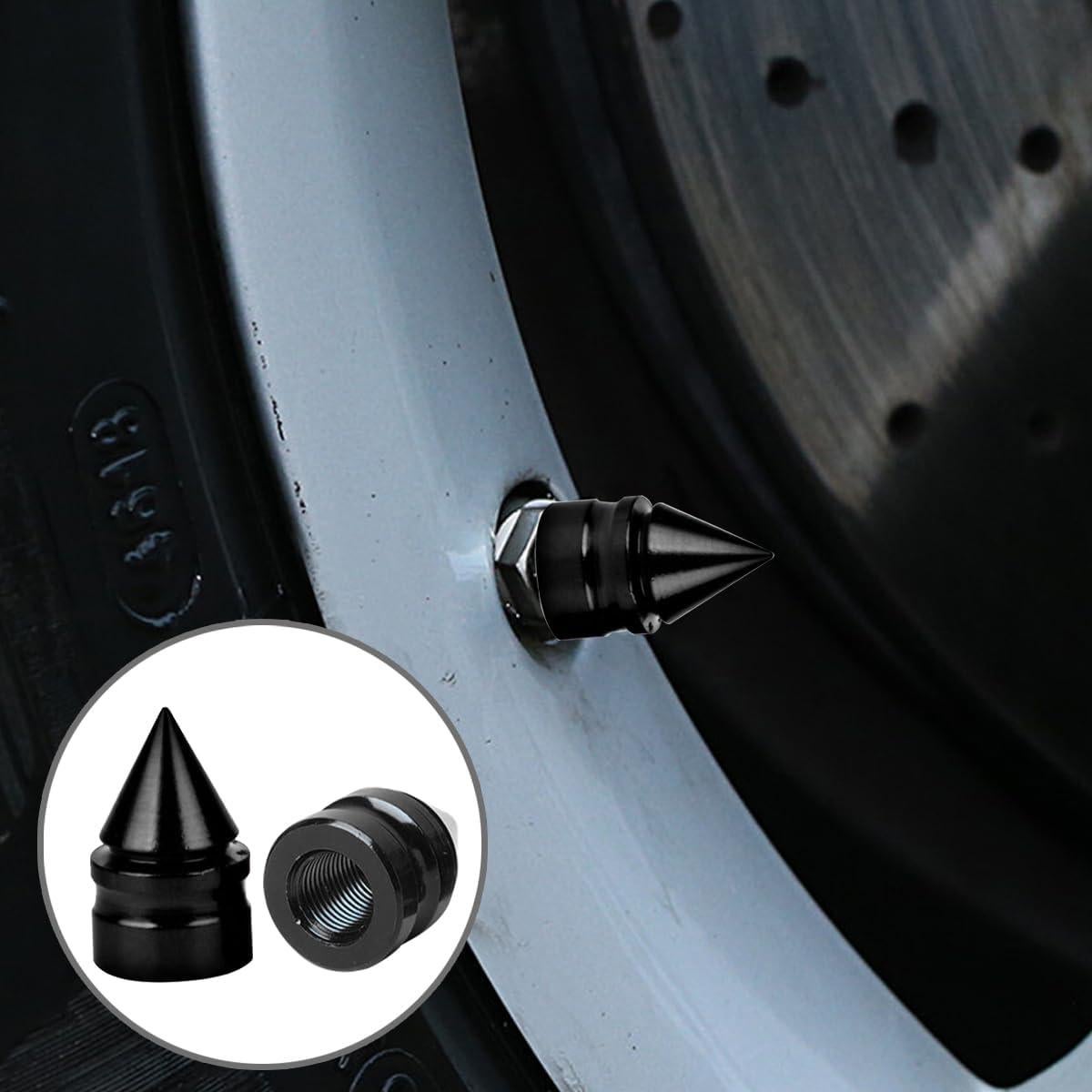 Tapas de Válvula de Neumático Osilly - Paquete de 8 Aluminio Negro