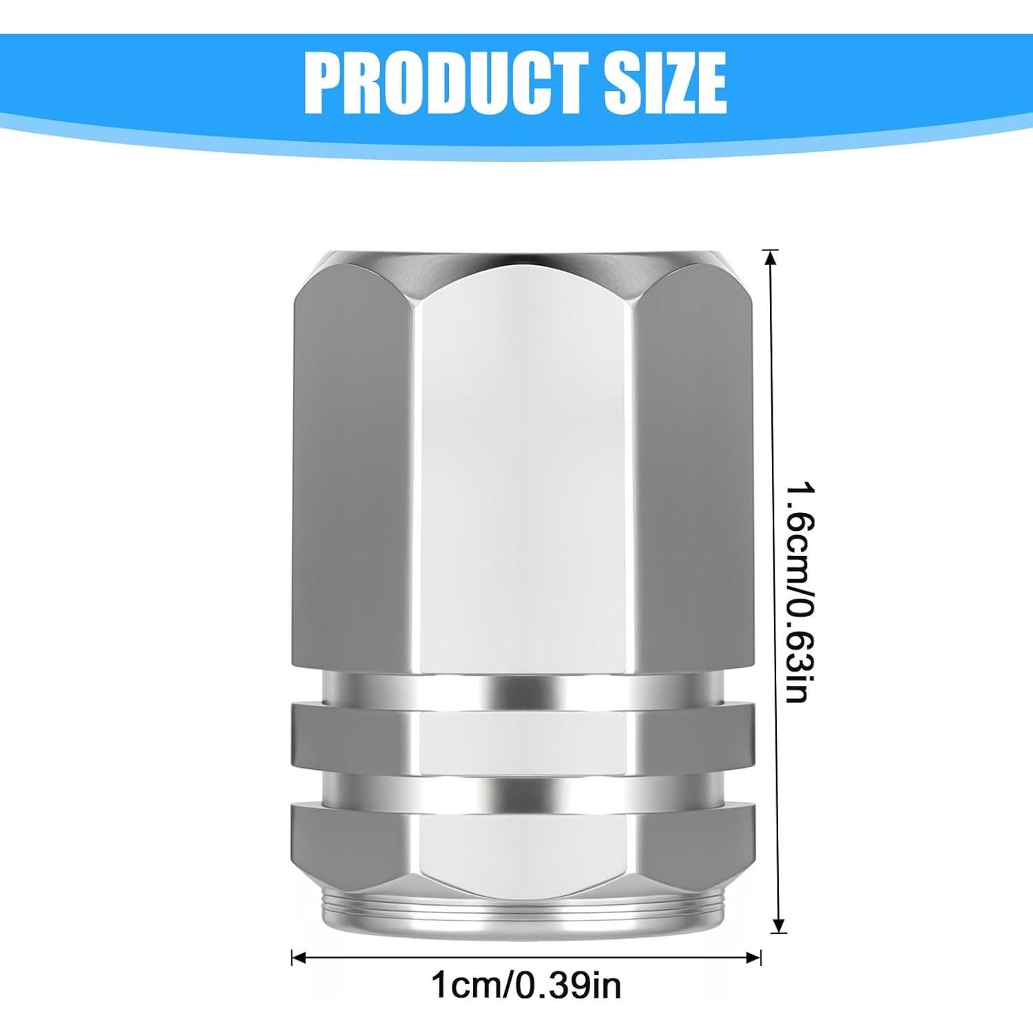 50 Tapones de Válvula de Neumático Sorcristy Plata Hexagonal