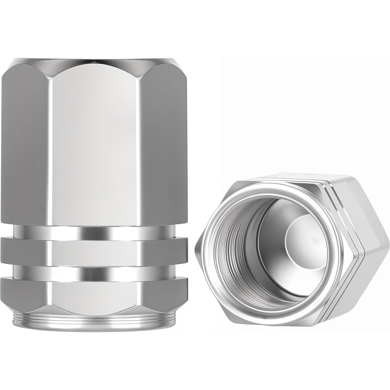 50 Tapones de Válvula de Neumático Sorcristy Plata Hexagonal