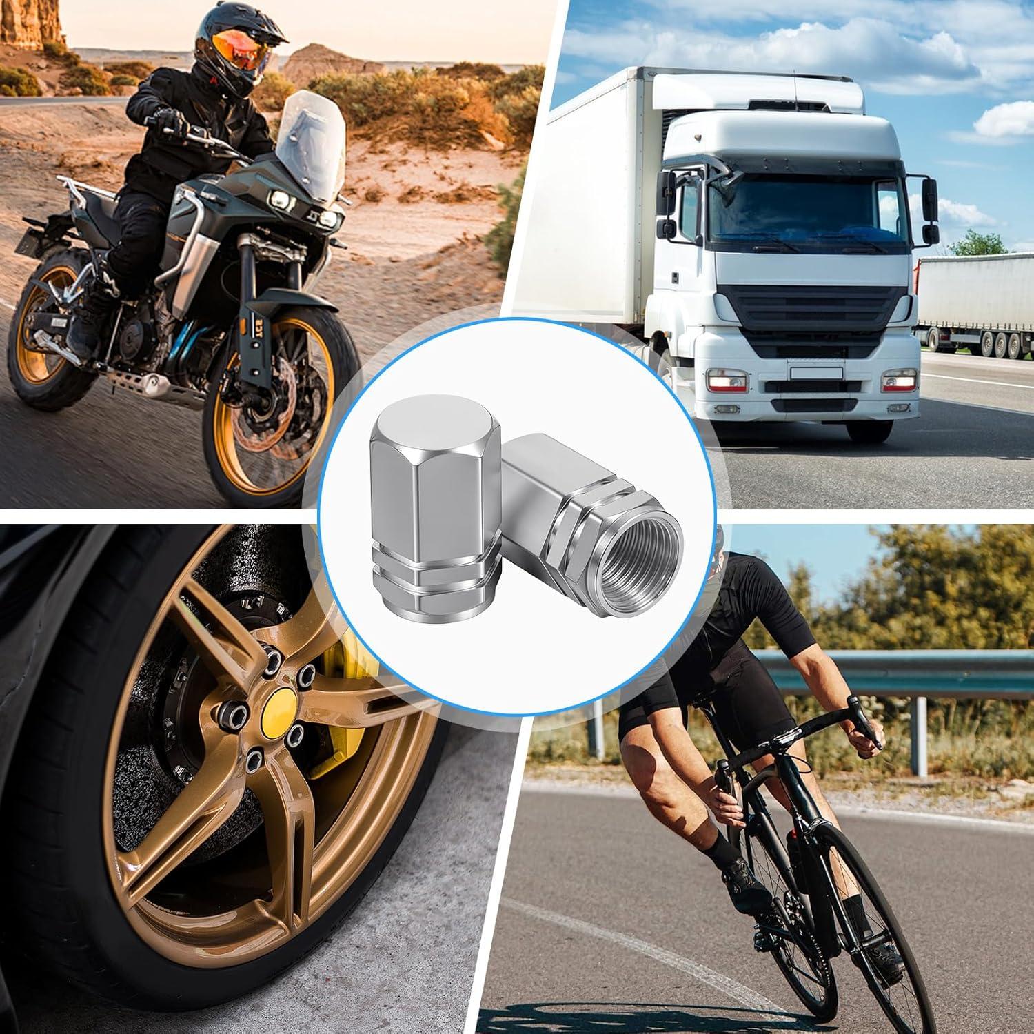 50 Tapones de Válvula de Neumático Sorcristy Plata Hexagonal