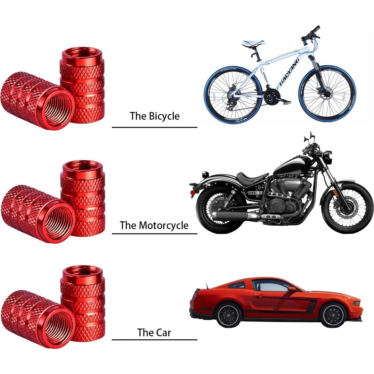 Tapas de Válvula de Neumático Xicyole, 8 Piezas, Rojo, Metal