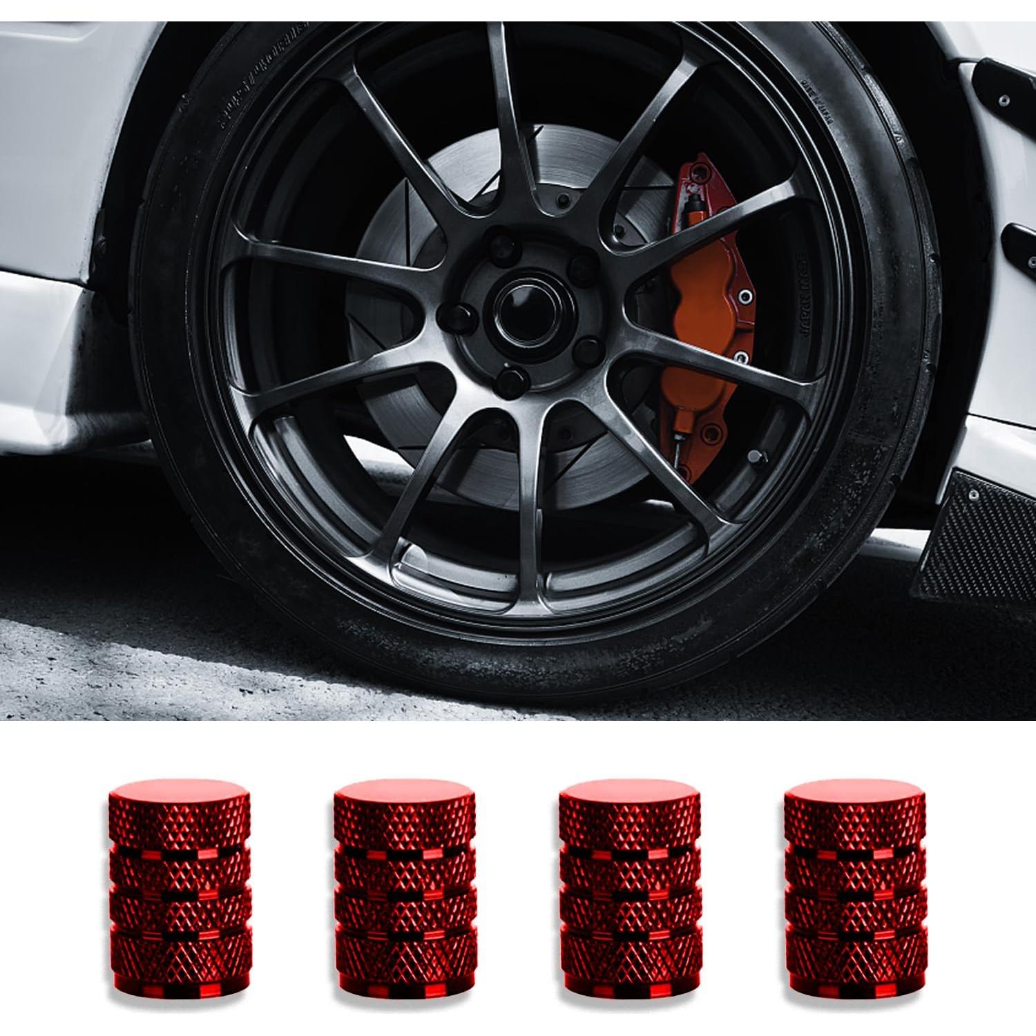 Tapas de Válvula de Neumático Xicyole, 8 Piezas, Rojo, Metal