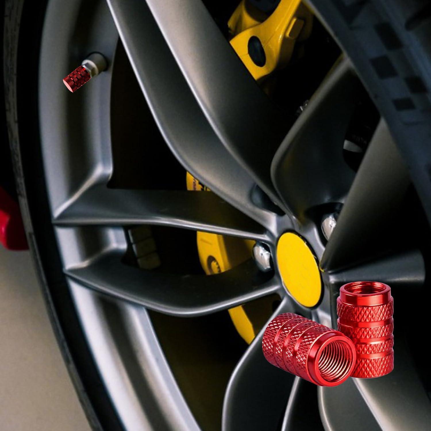 Tapas de Válvula de Neumático Xicyole, 8 Piezas, Rojo, Metal