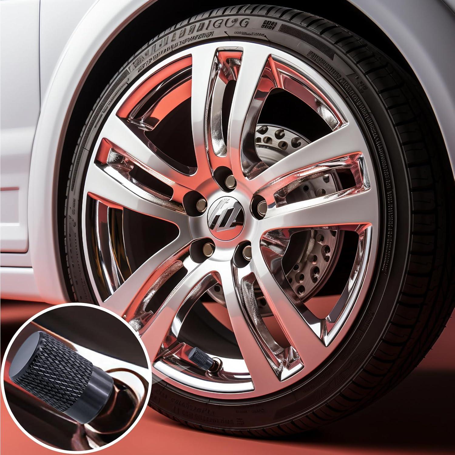 4 Tapones de Válvula de Neumático MEAJOO - Aluminio Negro