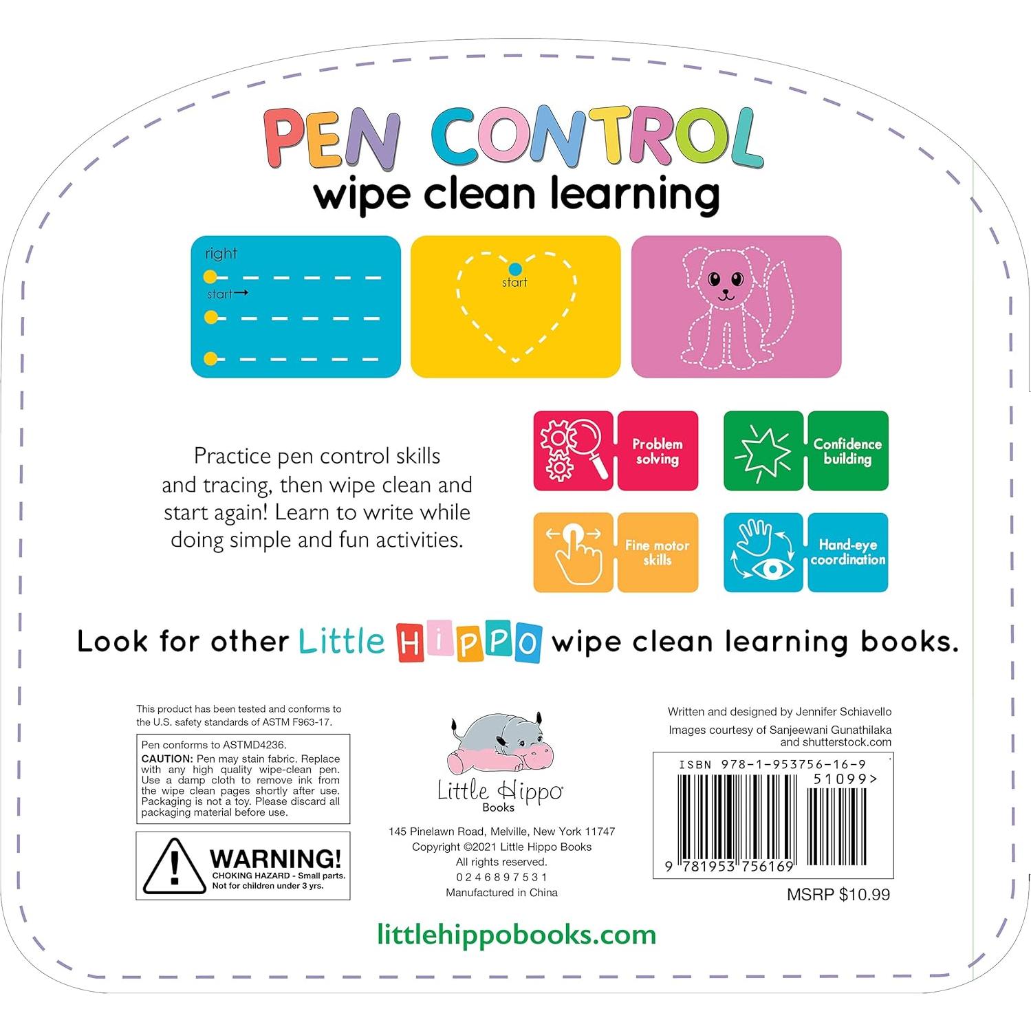 Write & Wipe Pen Control - Children's Novelty Learning Board Book - Wipe Clean - Educational