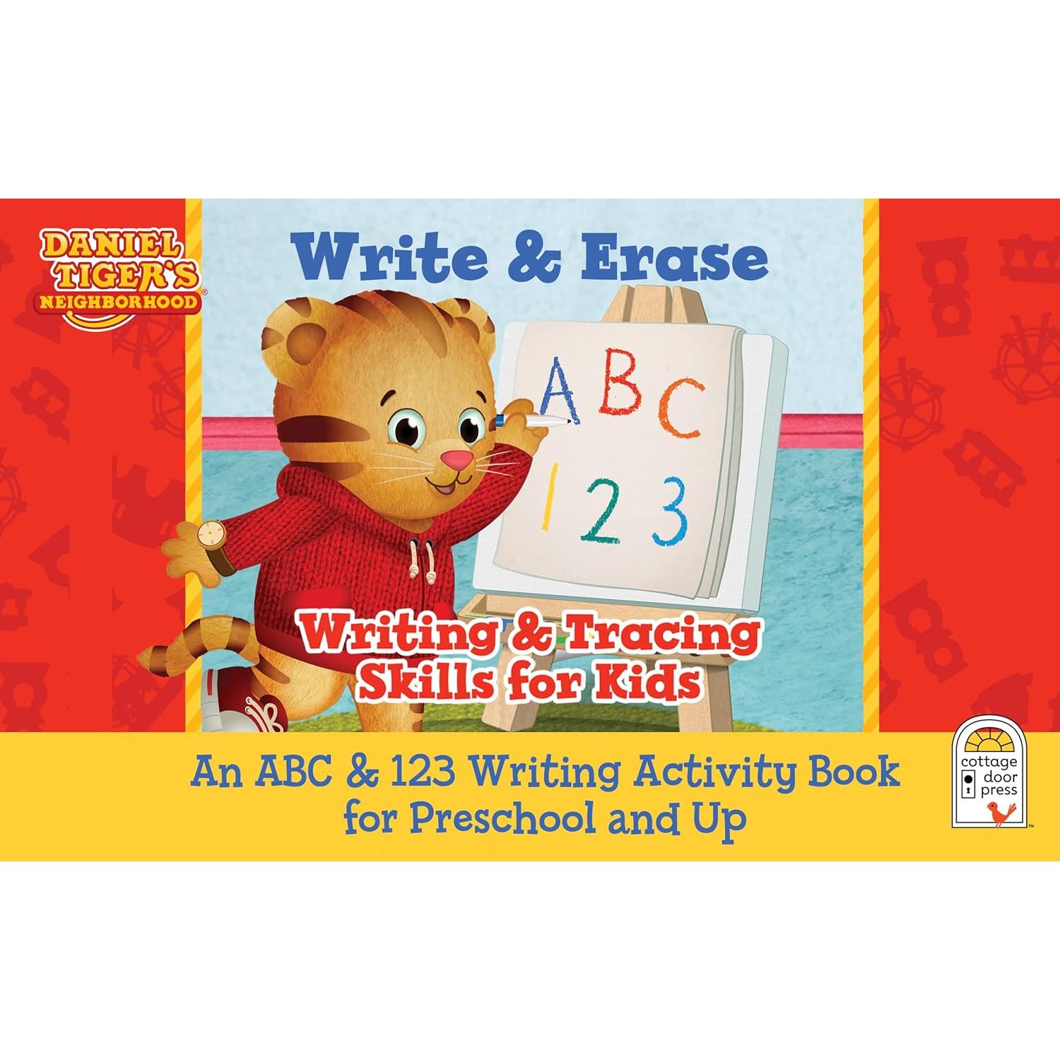​Daniel Tiger's Neighborhood Wipe Clean Writing & Tracing Workbook Skills for Preschool Kids Ages 3 - 5: Practice Pen Control, ABC's, Numbers, Handwriting, Wipe Off Pen Included