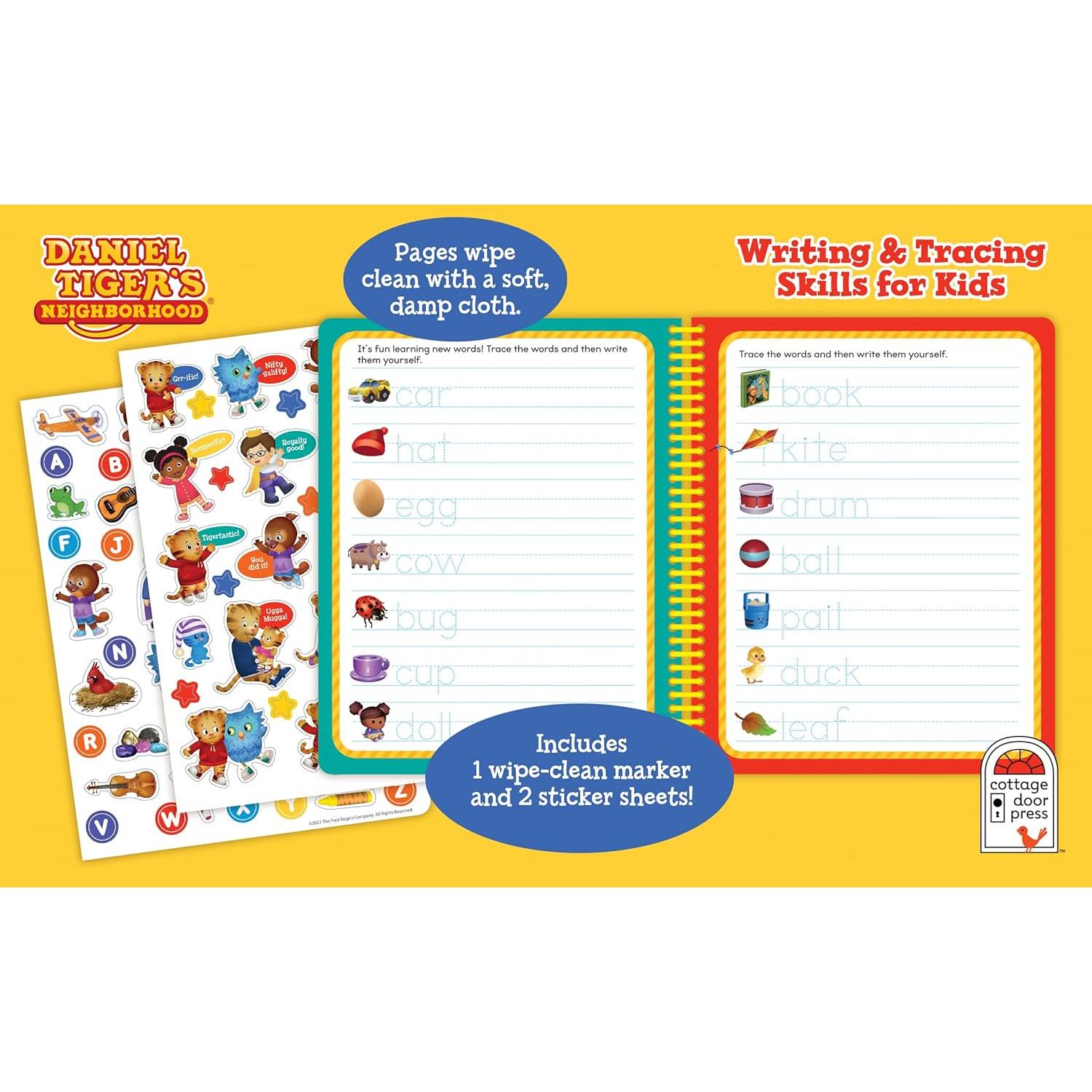 ​Daniel Tiger's Neighborhood Wipe Clean Writing & Tracing Workbook Skills for Preschool Kids Ages 3 - 5: Practice Pen Control, ABC's, Numbers, Handwriting, Wipe Off Pen Included