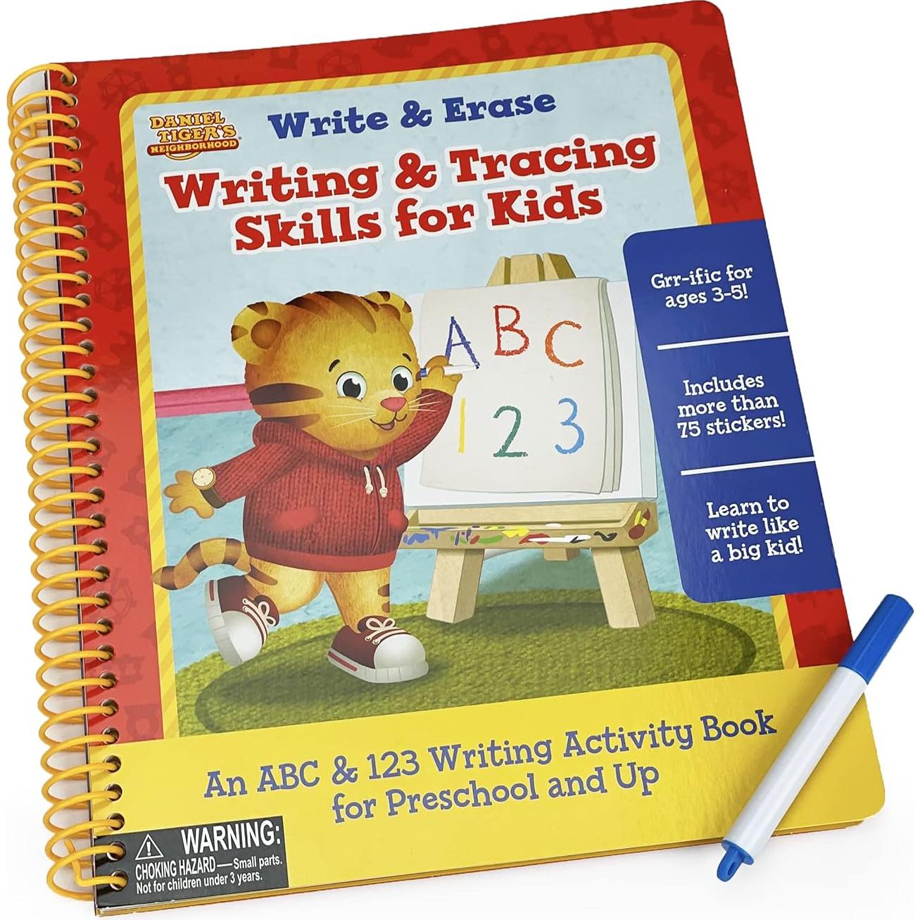 ​Daniel Tiger's Neighborhood Wipe Clean Writing & Tracing Workbook Skills for Preschool Kids Ages 3 - 5: Practice Pen Control, ABC's, Numbers, Handwriting, Wipe Off Pen Included