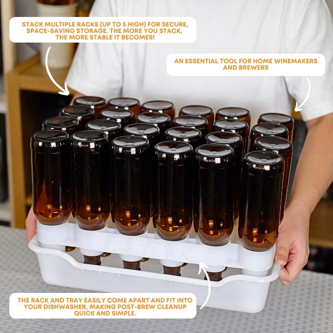 Soporte y Bandeja de Secado FastRack para 24 Botellas - Blanco