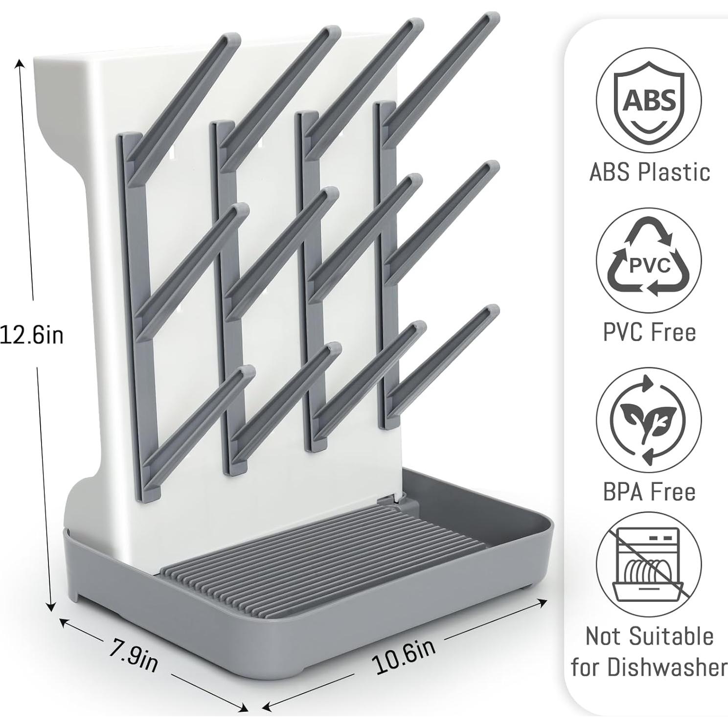 Soporte Vertical para Secar Biberones Ebukur - Organizador Gris