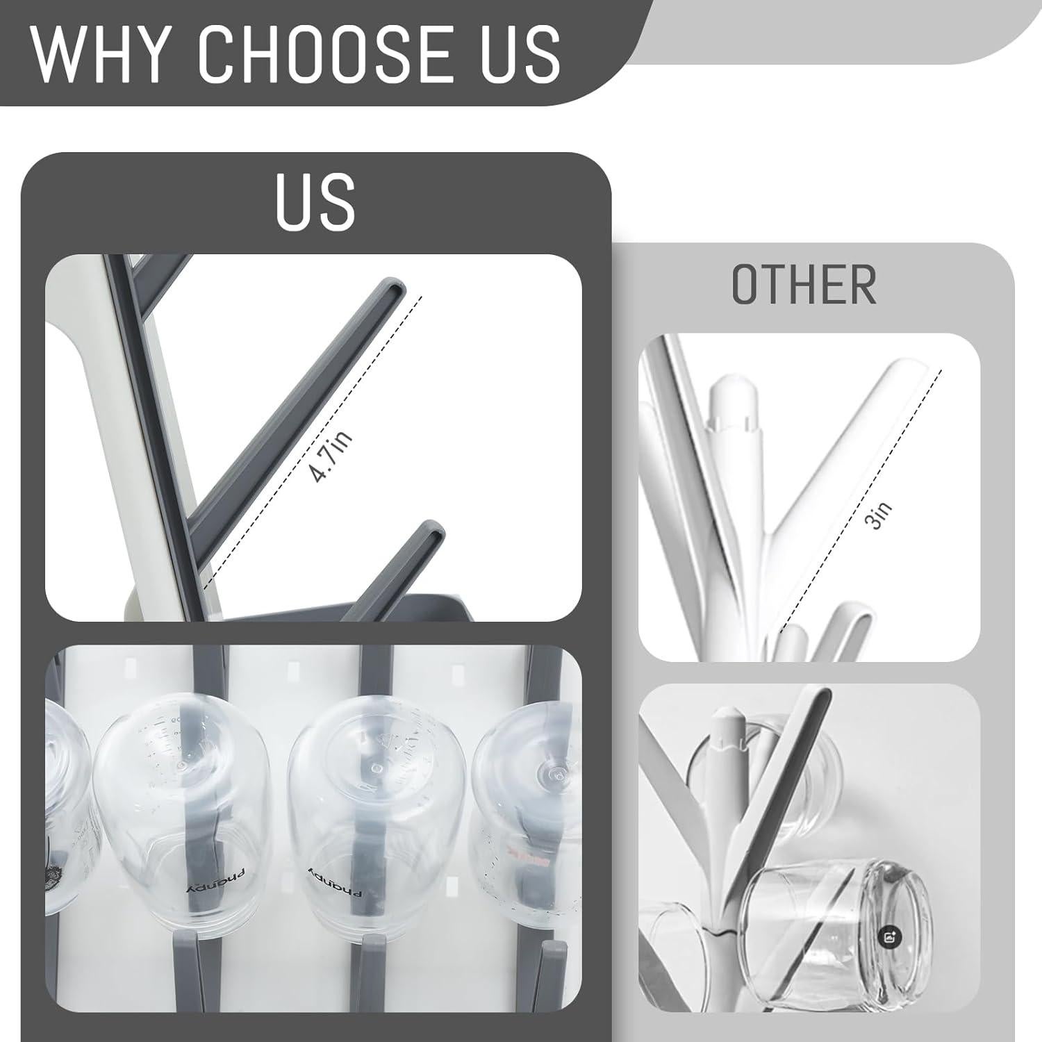 Soporte Vertical para Secar Biberones Ebukur - Organizador Gris