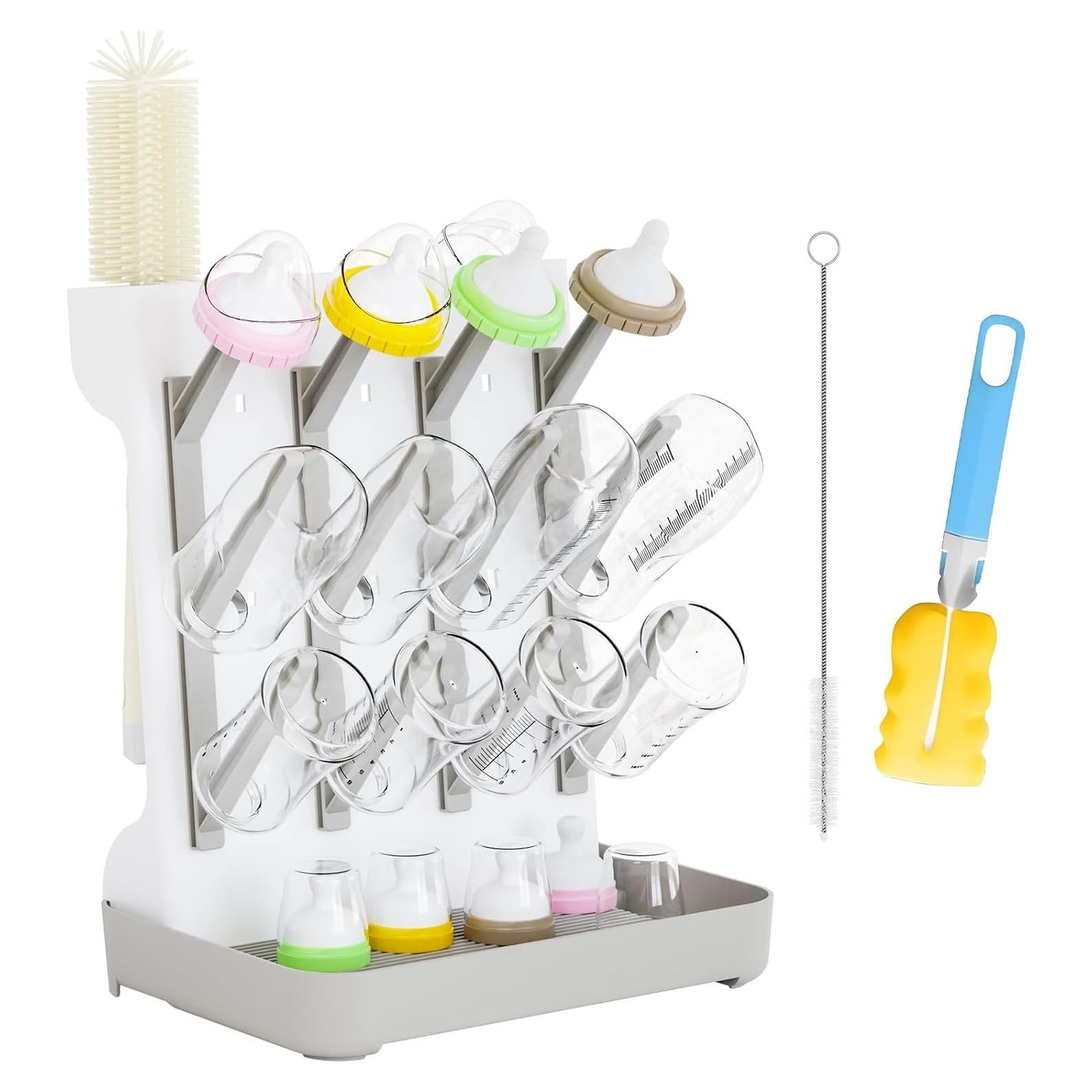 Secador de Botellas para Bebés Huishun Gris - Rack Vertical Desmontable