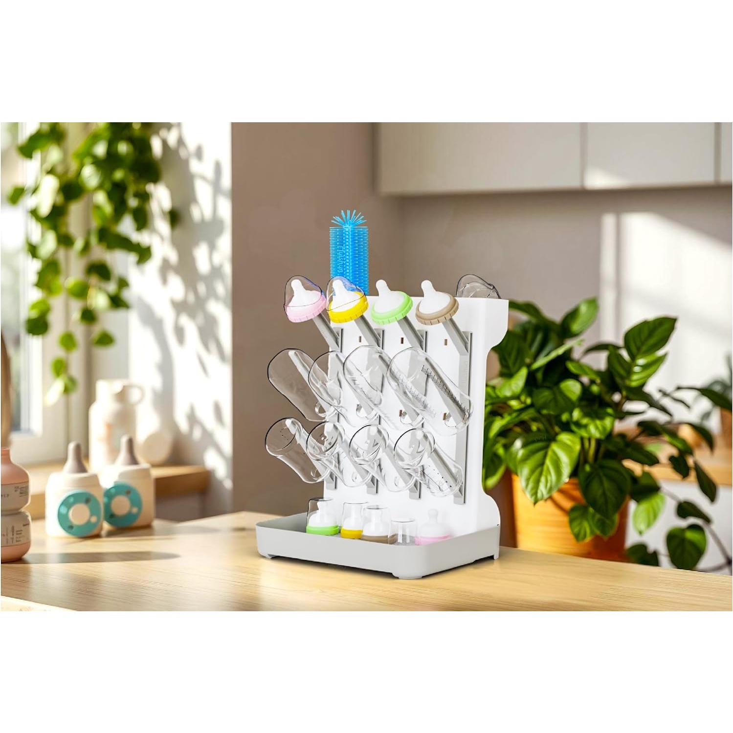 Secador de Botellas para Bebés Huishun Gris - Rack Vertical Desmontable