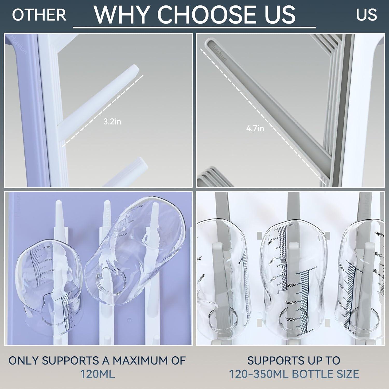 Secador de Botellas para Bebés Huishun Gris - Rack Vertical Desmontable