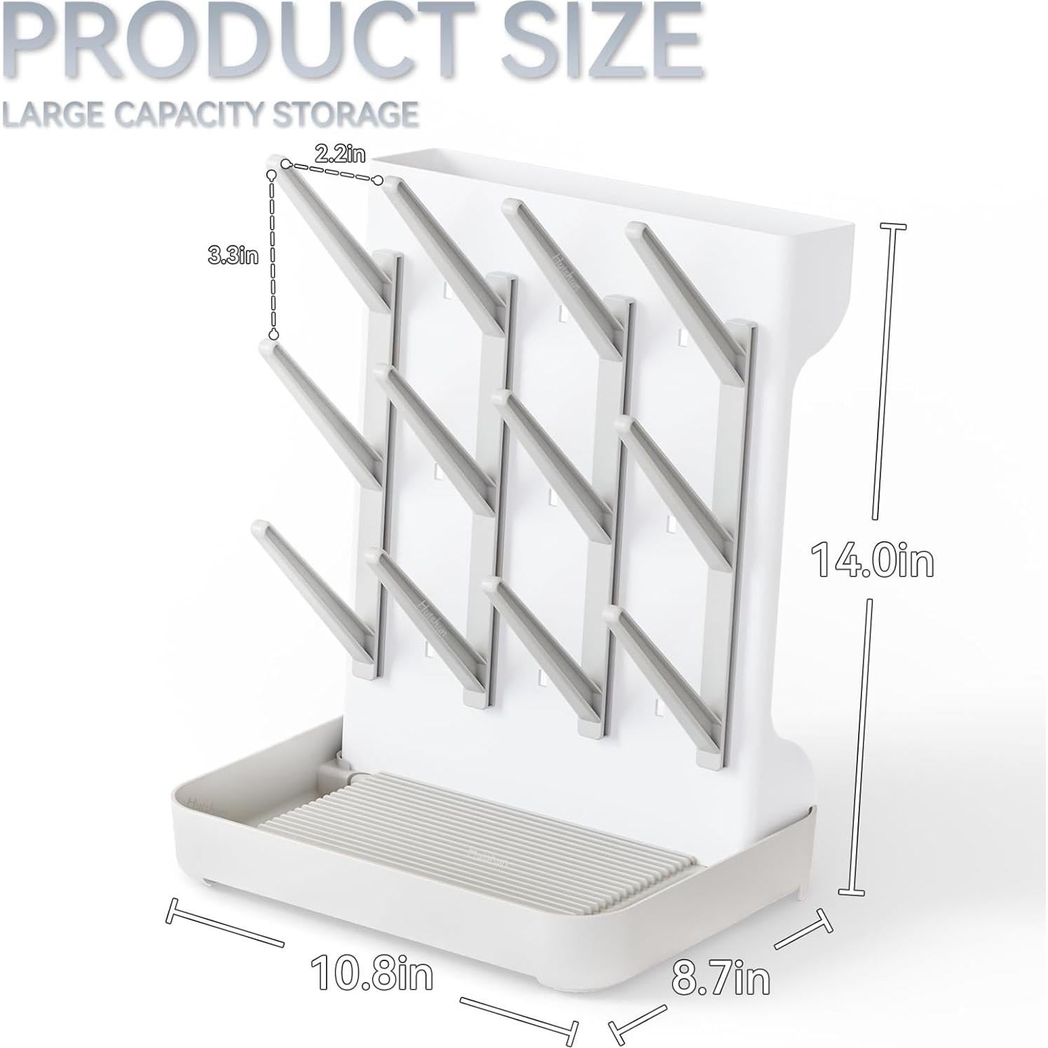 Secador de Botellas para Bebés Huishun Gris - Rack Vertical Desmontable