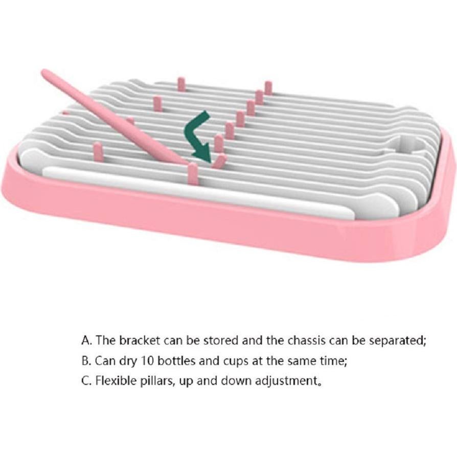 Soporte para Secar Biberones ComfZtar Rosa Portátil 30.6x21.7cm