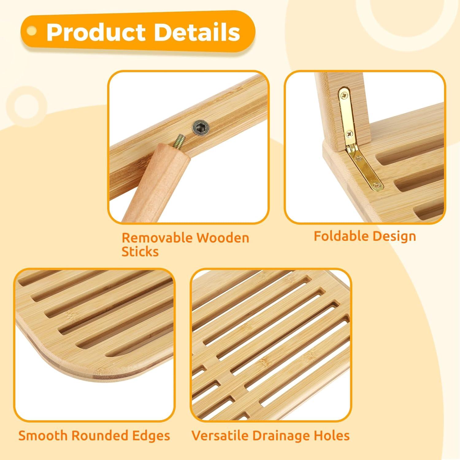 Estante Secador de Biberones Lnrueg de Bambú Plegable 35.5x18.4cm