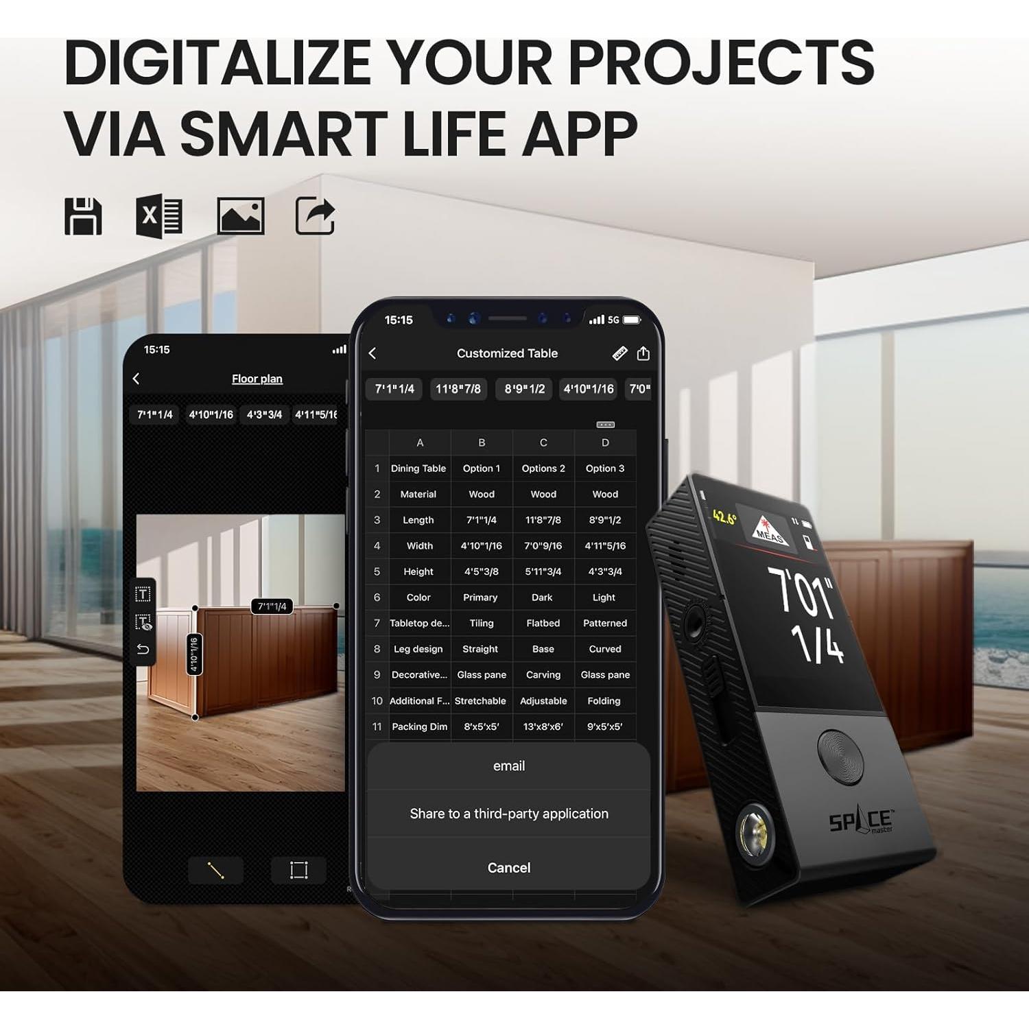 Medidor Láser MiLESEEY D9 Pro 100.58 m Pantalla Táctil