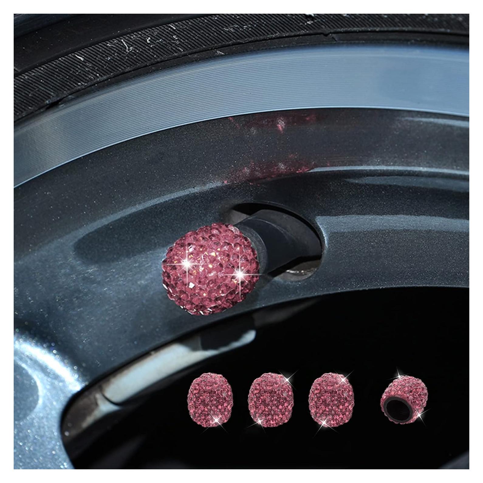 Paquete de 4 Tapas de Válvula Brillantes Deemars Rosa